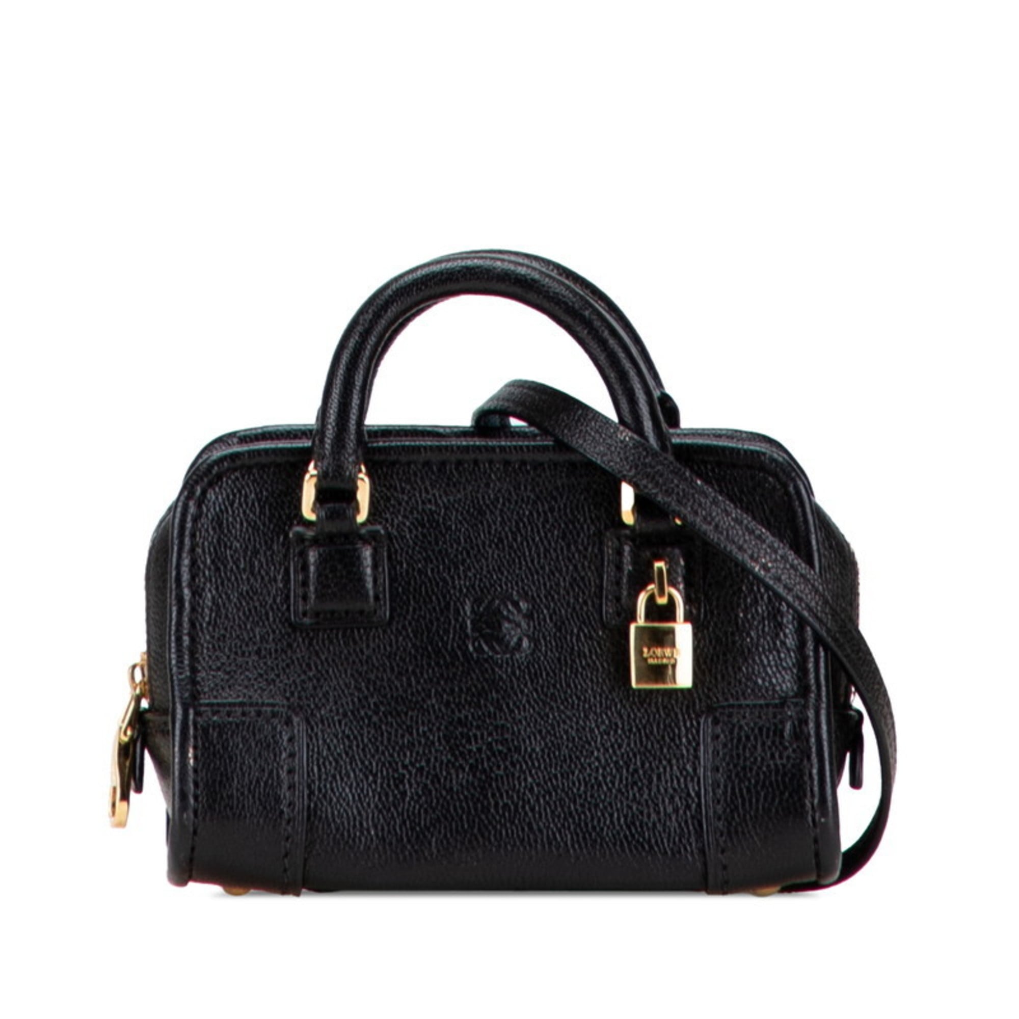 Loewe Amazona Black Leather Handbag Shoulder Bag (Pre-Owned)