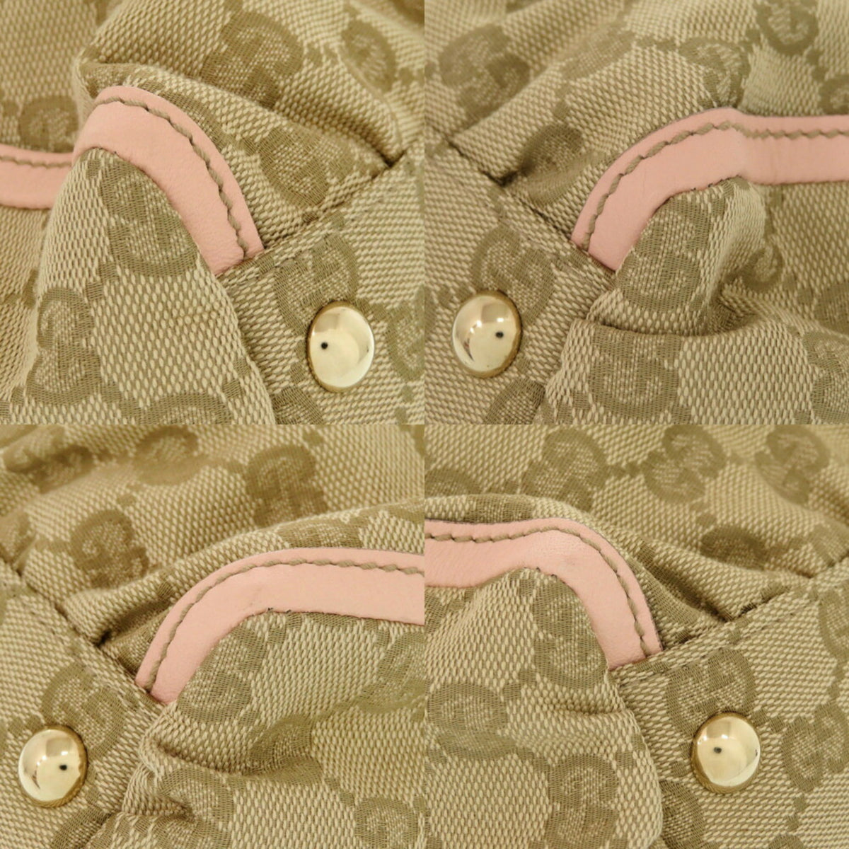 Gucci Beige Pink Gg Canvas Leather Handbag Tote Bag (Pre-Owned)