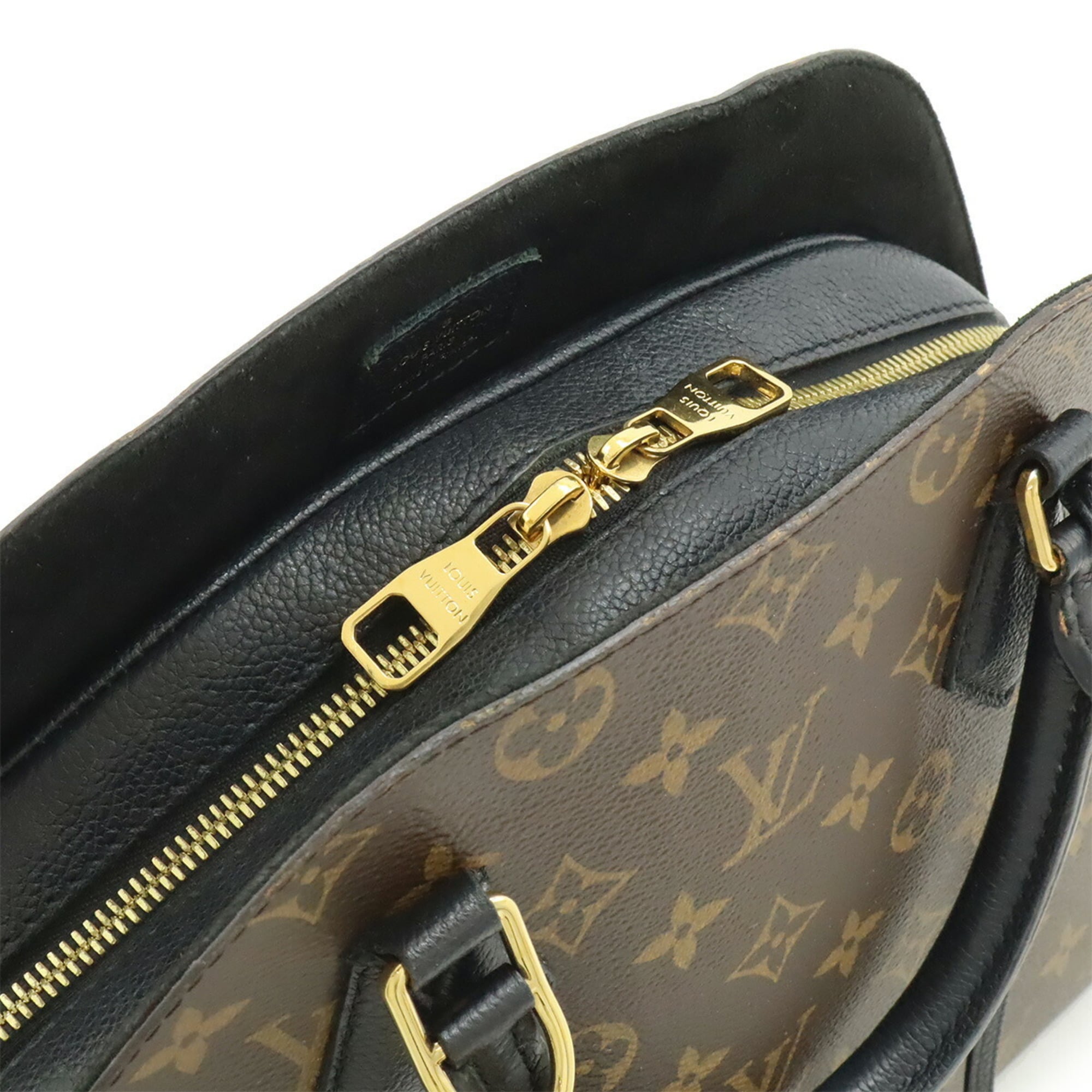 Louis Vuitton Noir Monogram Canvas Leather Handbag Shoulder Bag (Pre-Owned)