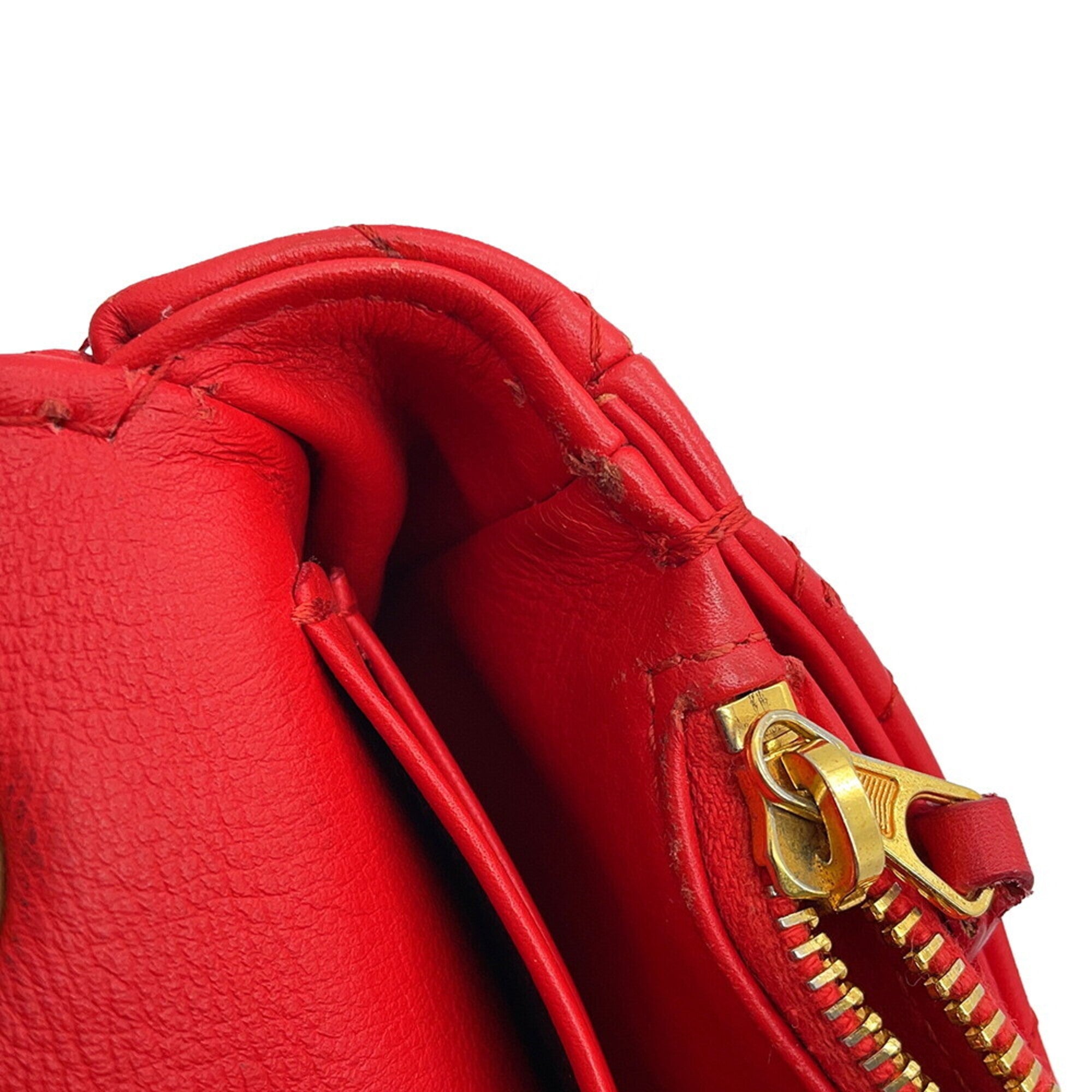 Balenciaga Red Color Leather Handbag Shoulder Bag (Pre-Owned)