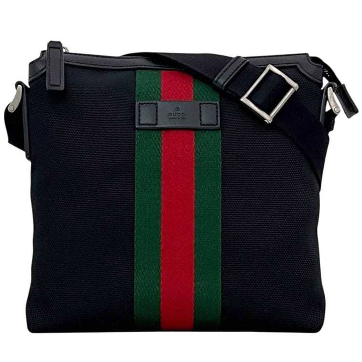 Gucci Black Canvas Leather Shoulder Bag (Pre-Owned)