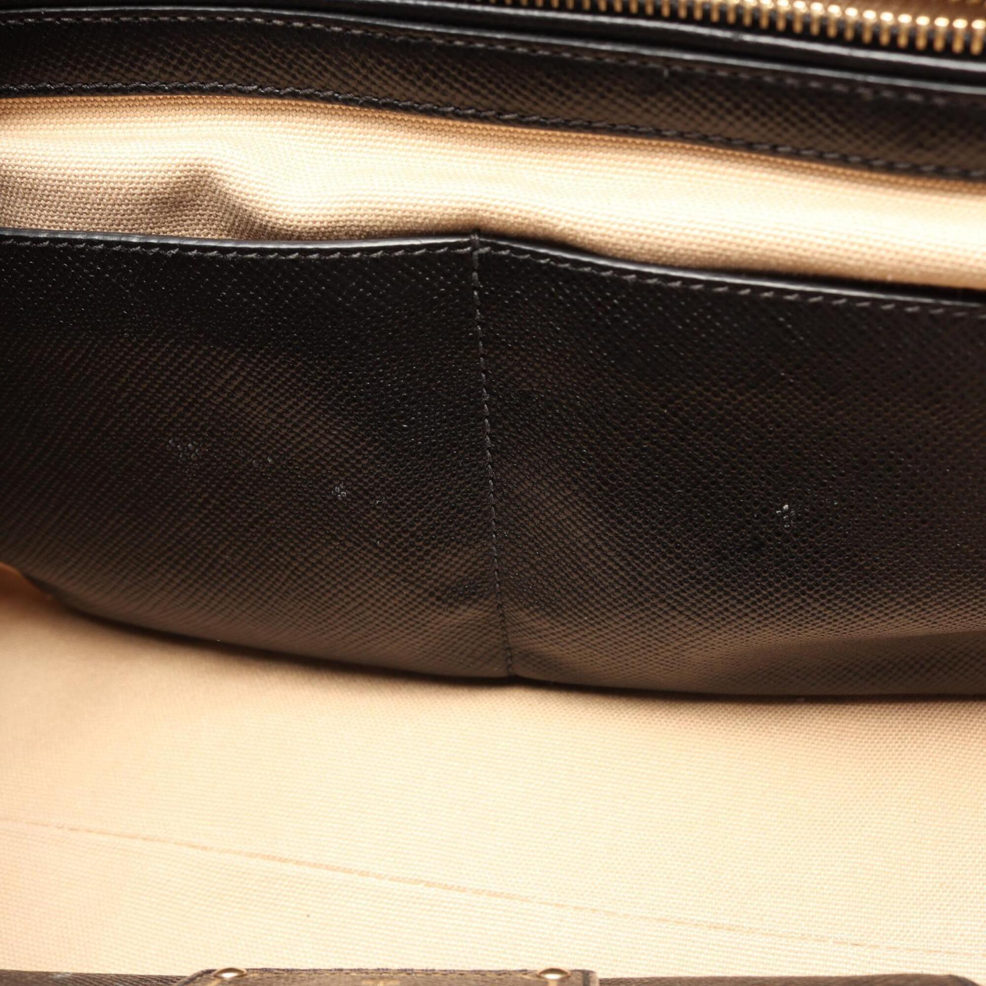 Prada Black Ivory Canvas Leather Handbag (Pre-Owned)
