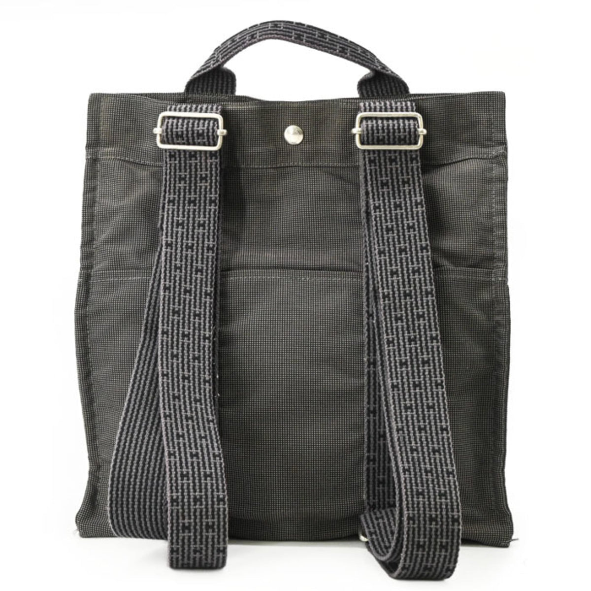Hermes Her Line Gray Nylon Canvas Backpack (Pre-Owned)