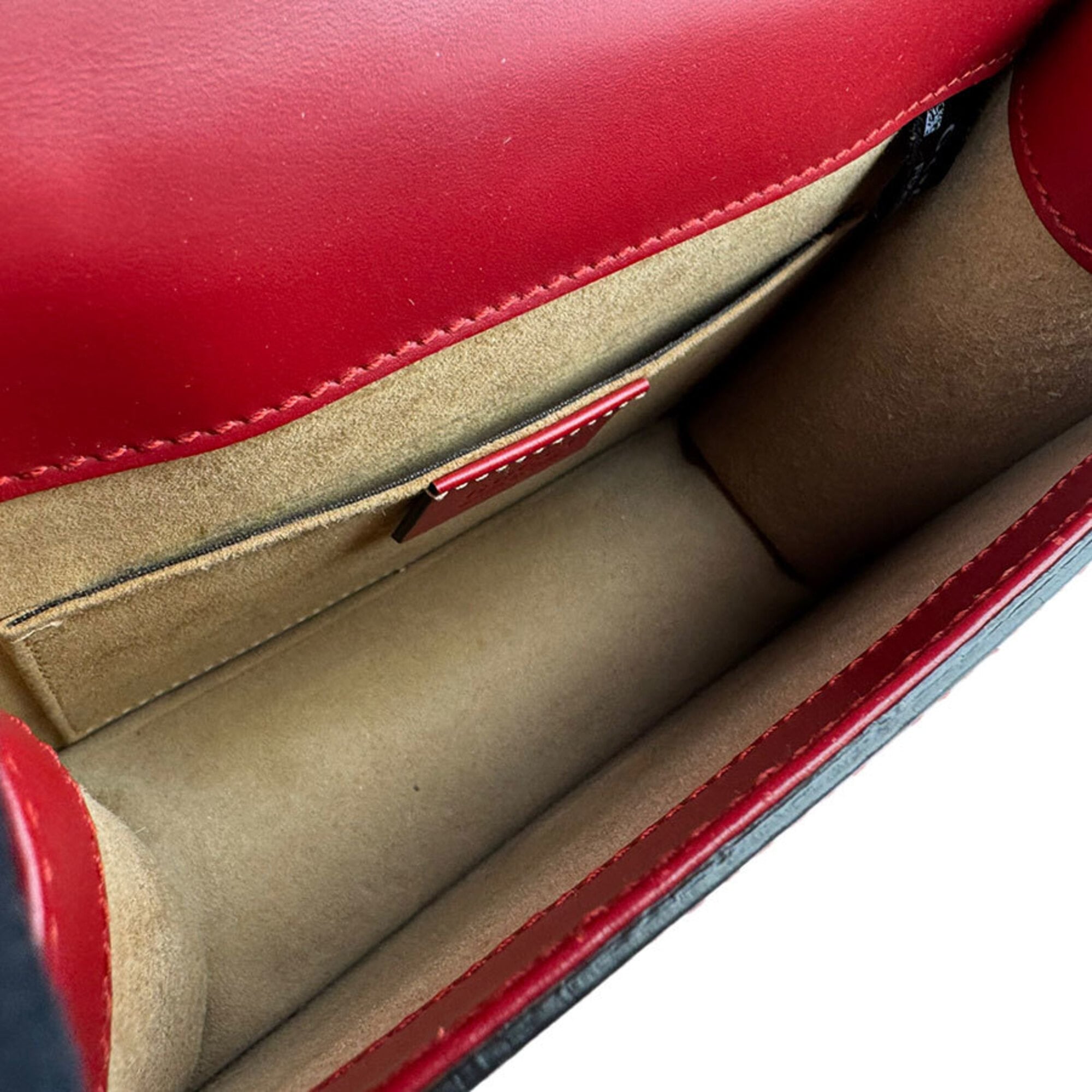 Gucci Navy Red Color Leather Shoulder Bag (Pre-Owned)