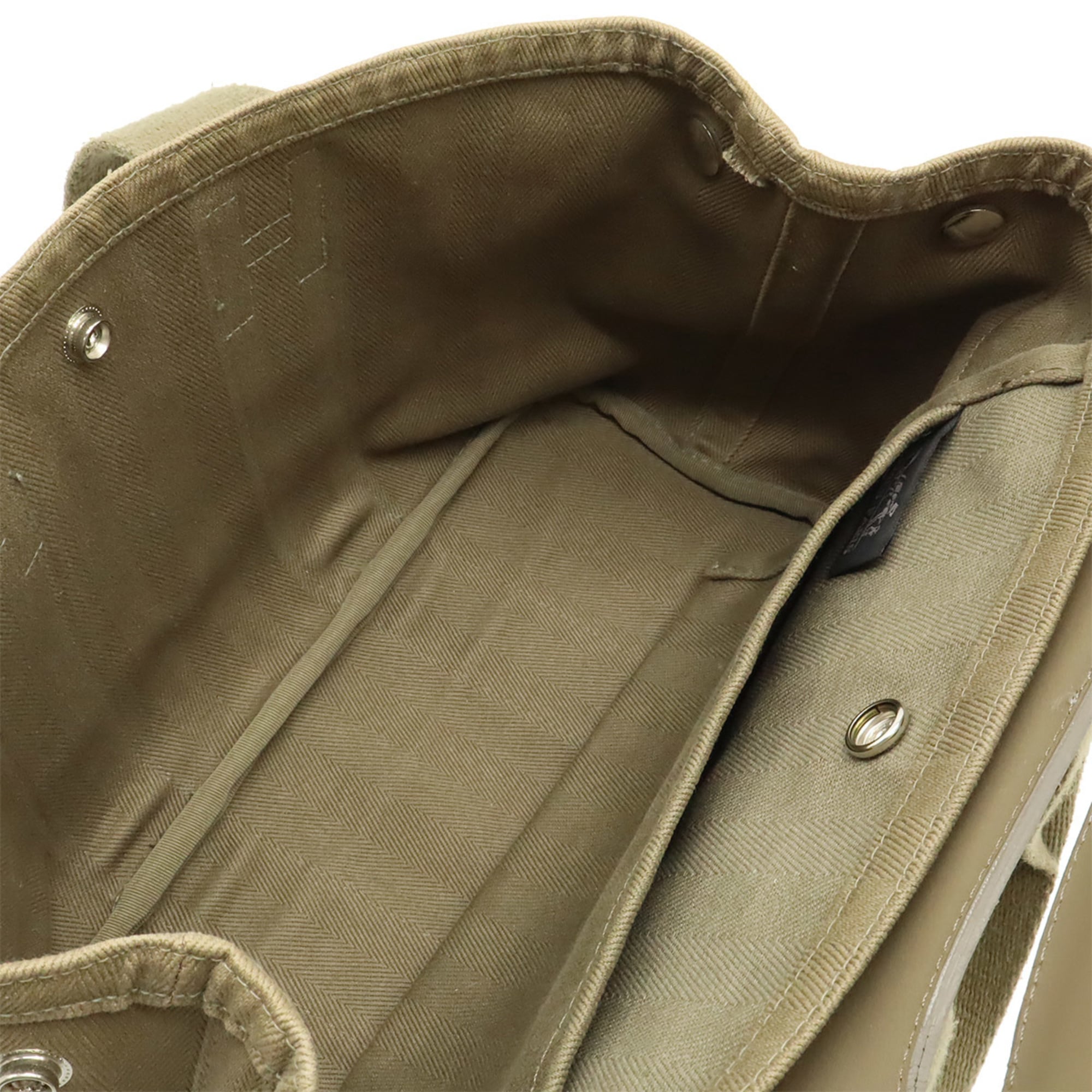 Hermes Khaki Toile Chevron Handbag Tote Bag (Pre-Owned)