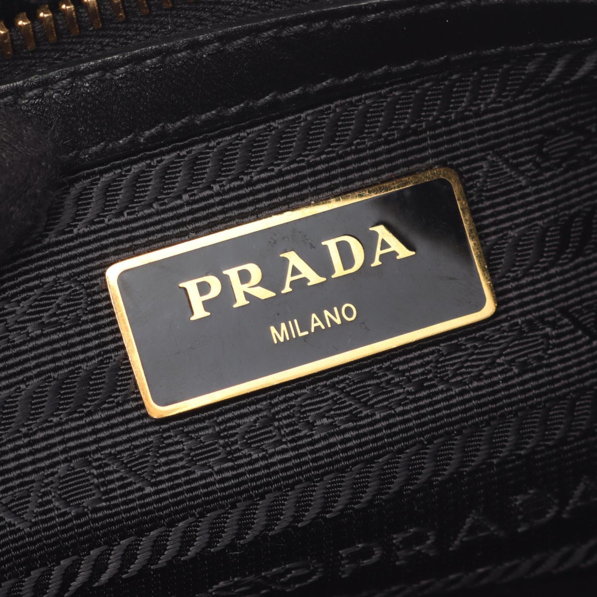 Prada Black Canvas Leather Handbag (Pre-Owned)