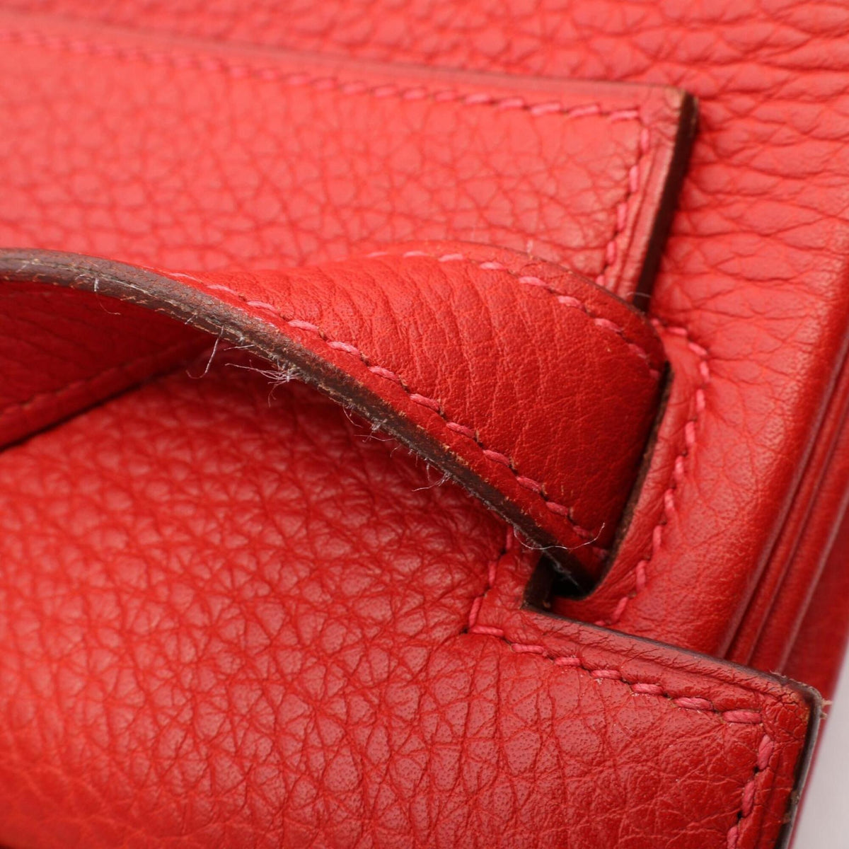 Hermes Red Color Taurillon Clemence Leather Handbag (Pre-Owned)