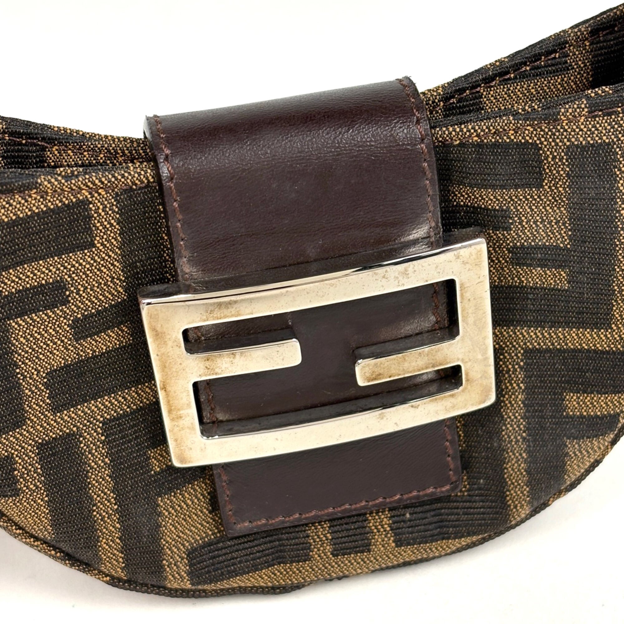 Fendi Brown Canvas Leather Pouch (Pre-Owned)