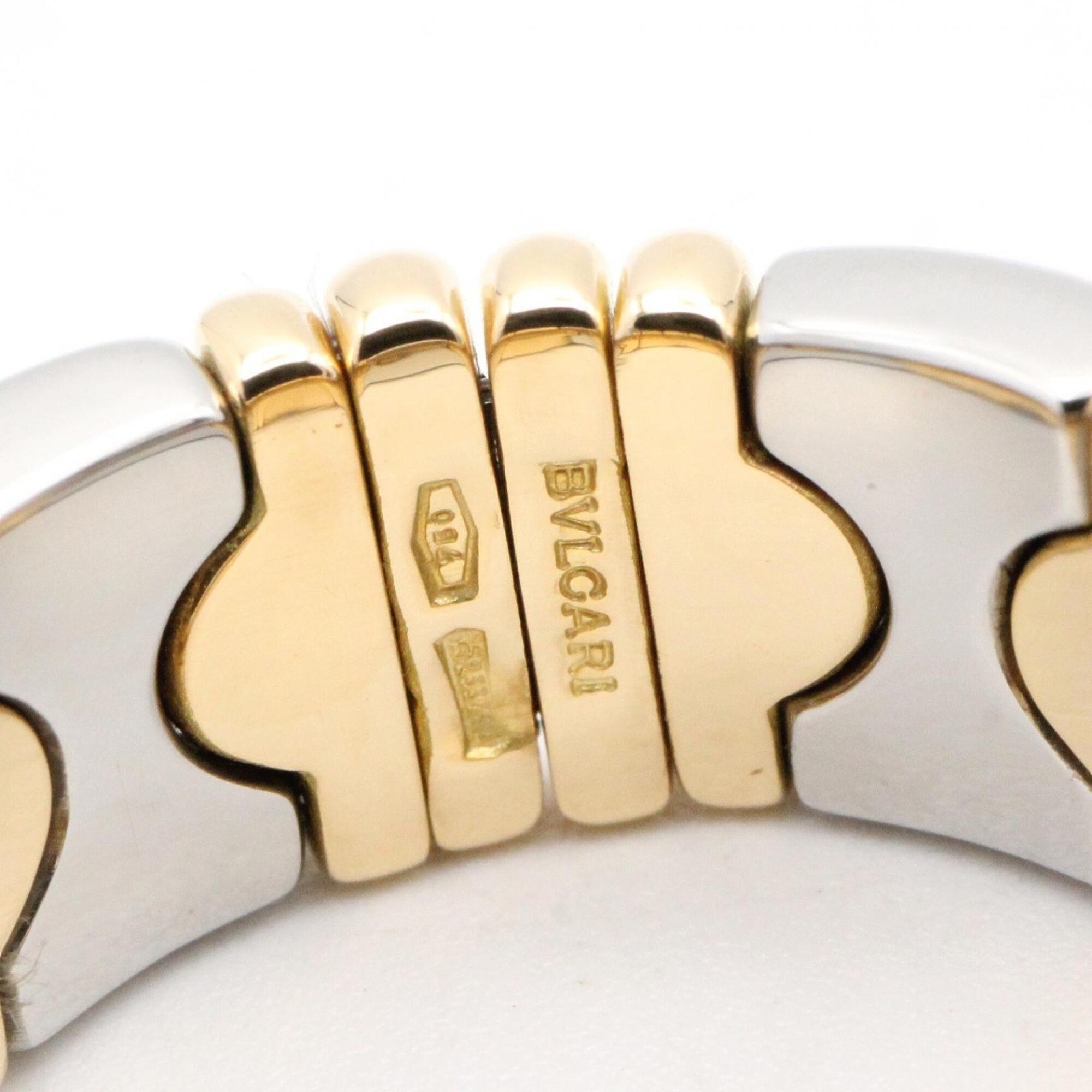 Bvlgari Gold Silver Yellow Gold (18K) Stainless Steel Band Ring (Pre-Owned)