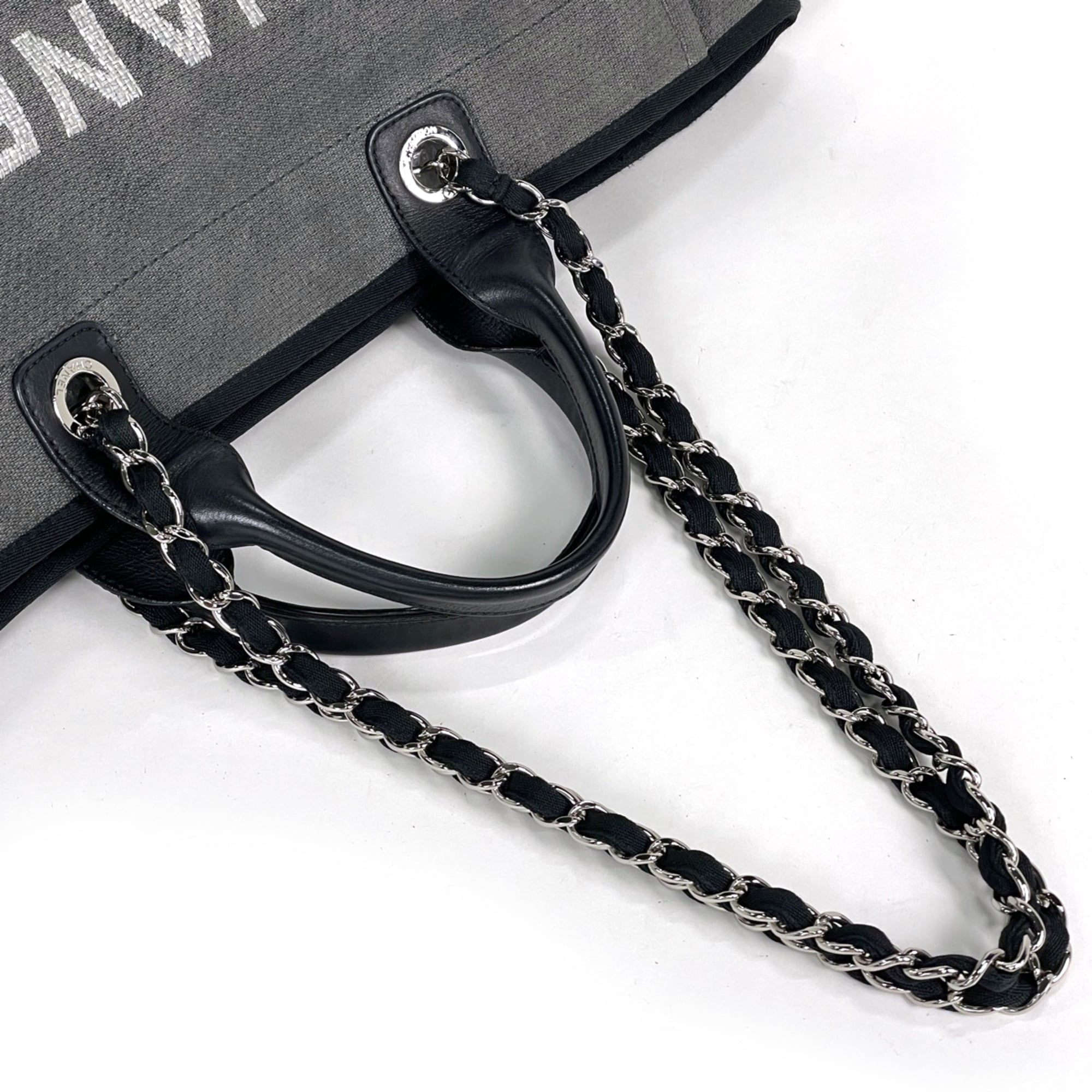 Chanel Gray Canvas Tote Bag (Pre-Owned)