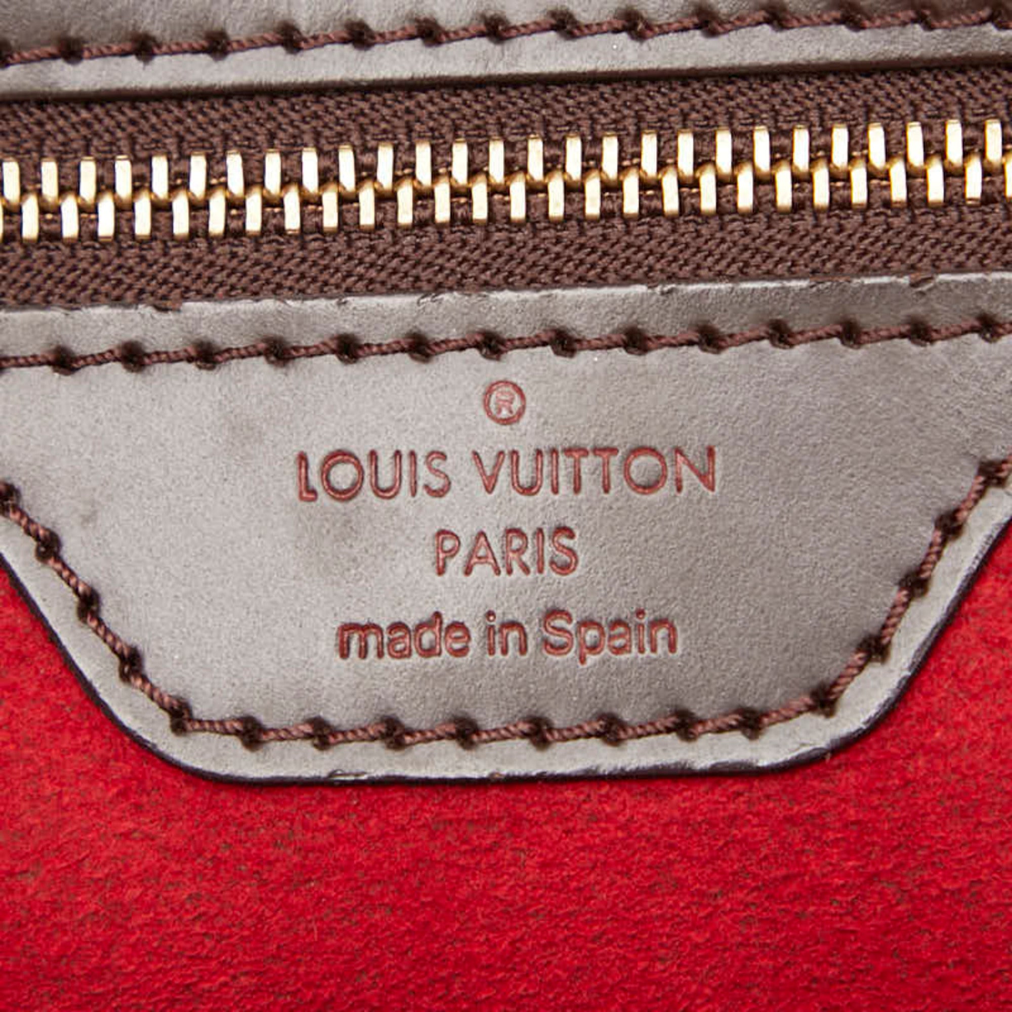 Louis Vuitton Damier Brown Damier Canvas Ebene Leather Handbag Tote Bag (Pre-Owned)