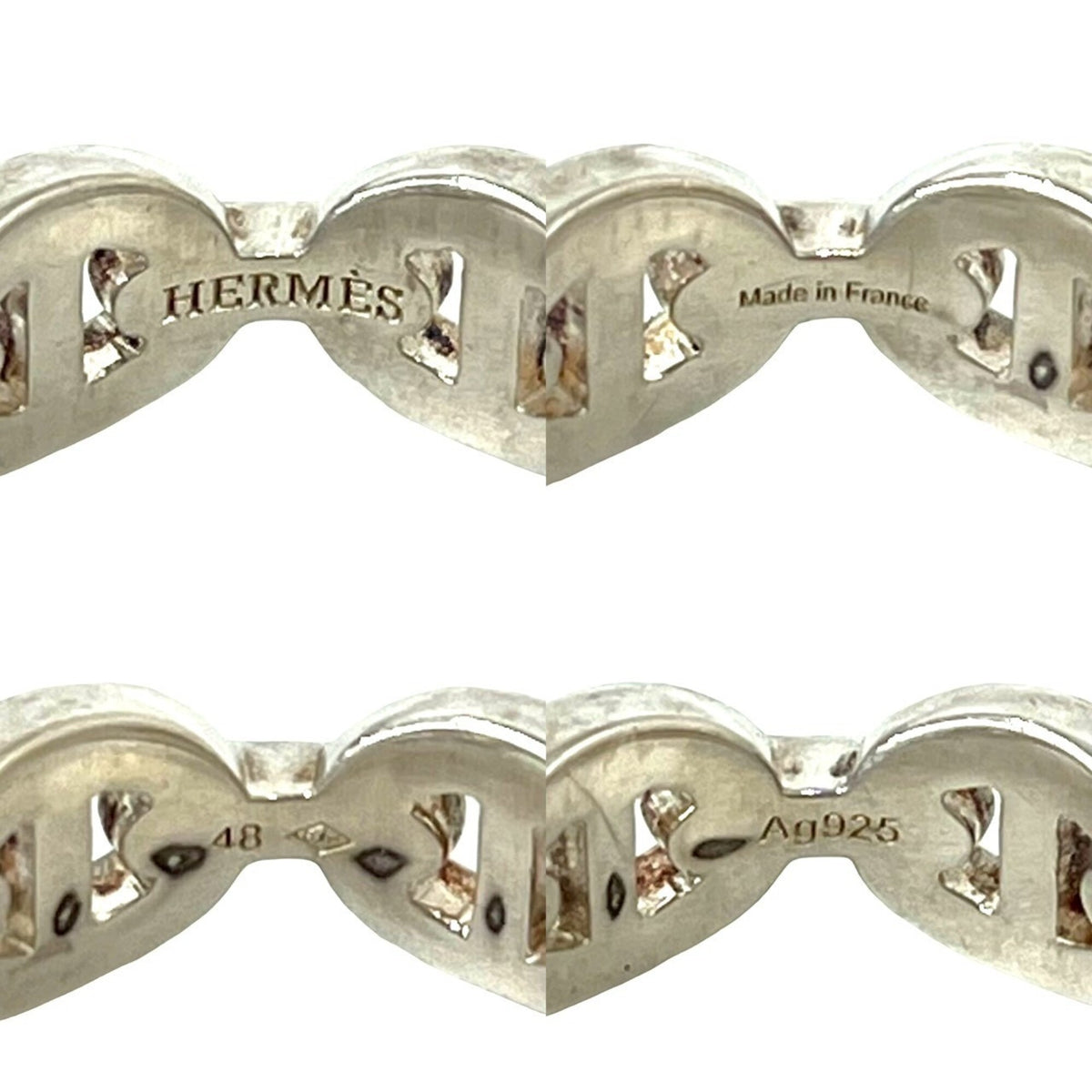 Hermes Silver Silver 925 Band Ring (Pre-Owned)