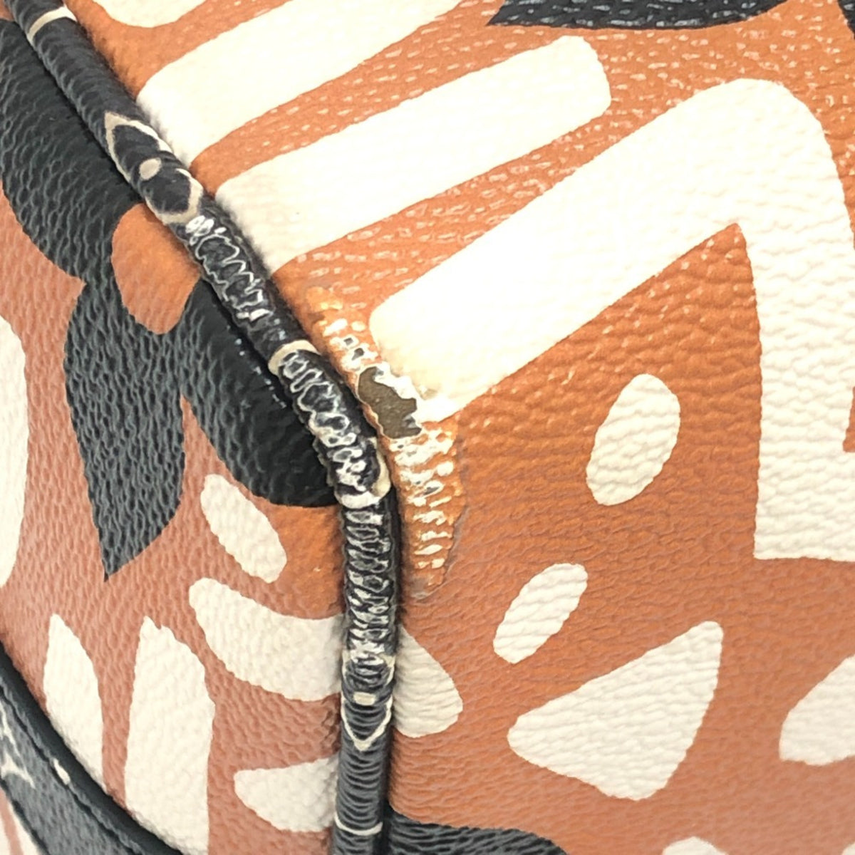 Louis Vuitton Brown White Leather Pvc Boston Bag (Pre-Owned)