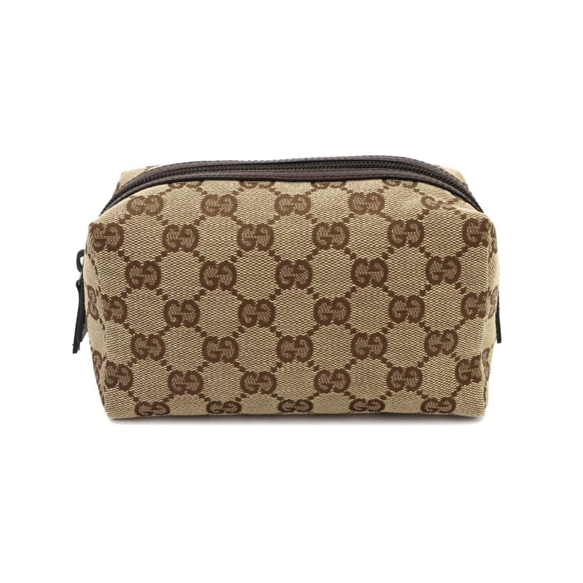 Gucci Beige Brown Gg Canvas Leather Pouch (Pre-Owned)
