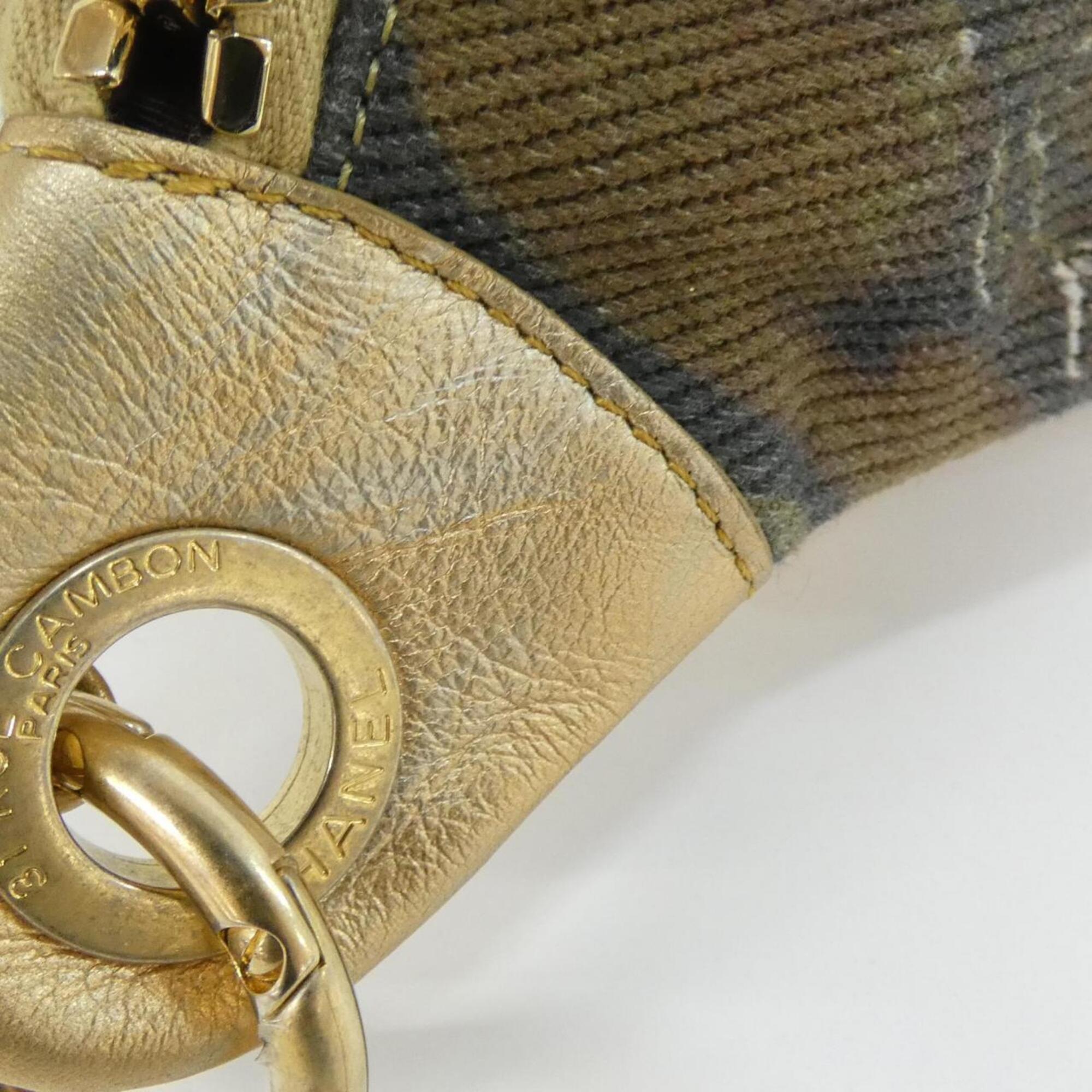Chanel Gold Multi-Color Cotton Leather Fanny Pack (Pre-Owned)