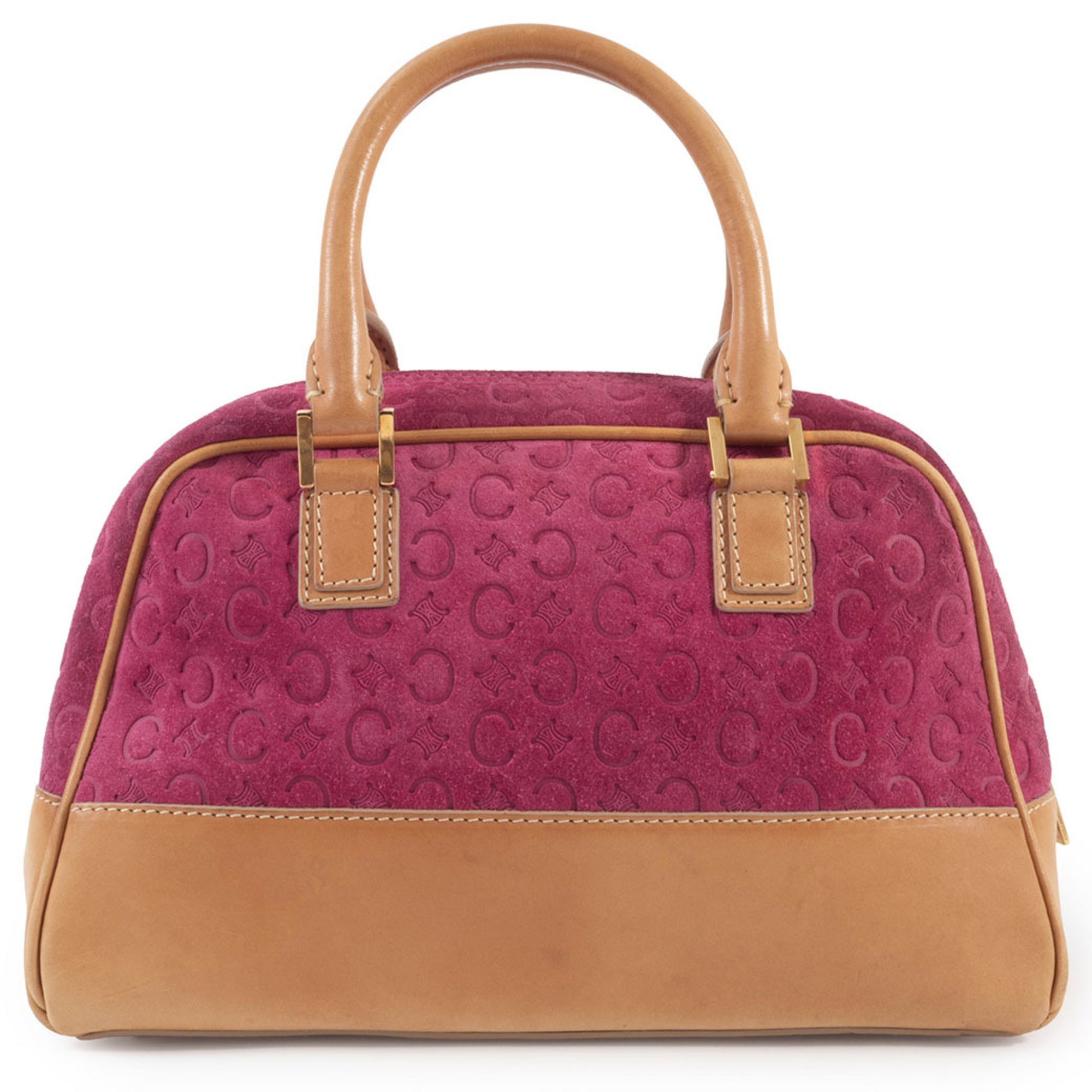 Celine Macadam Camel Purple Suede Leather Handbag (Pre-Owned)