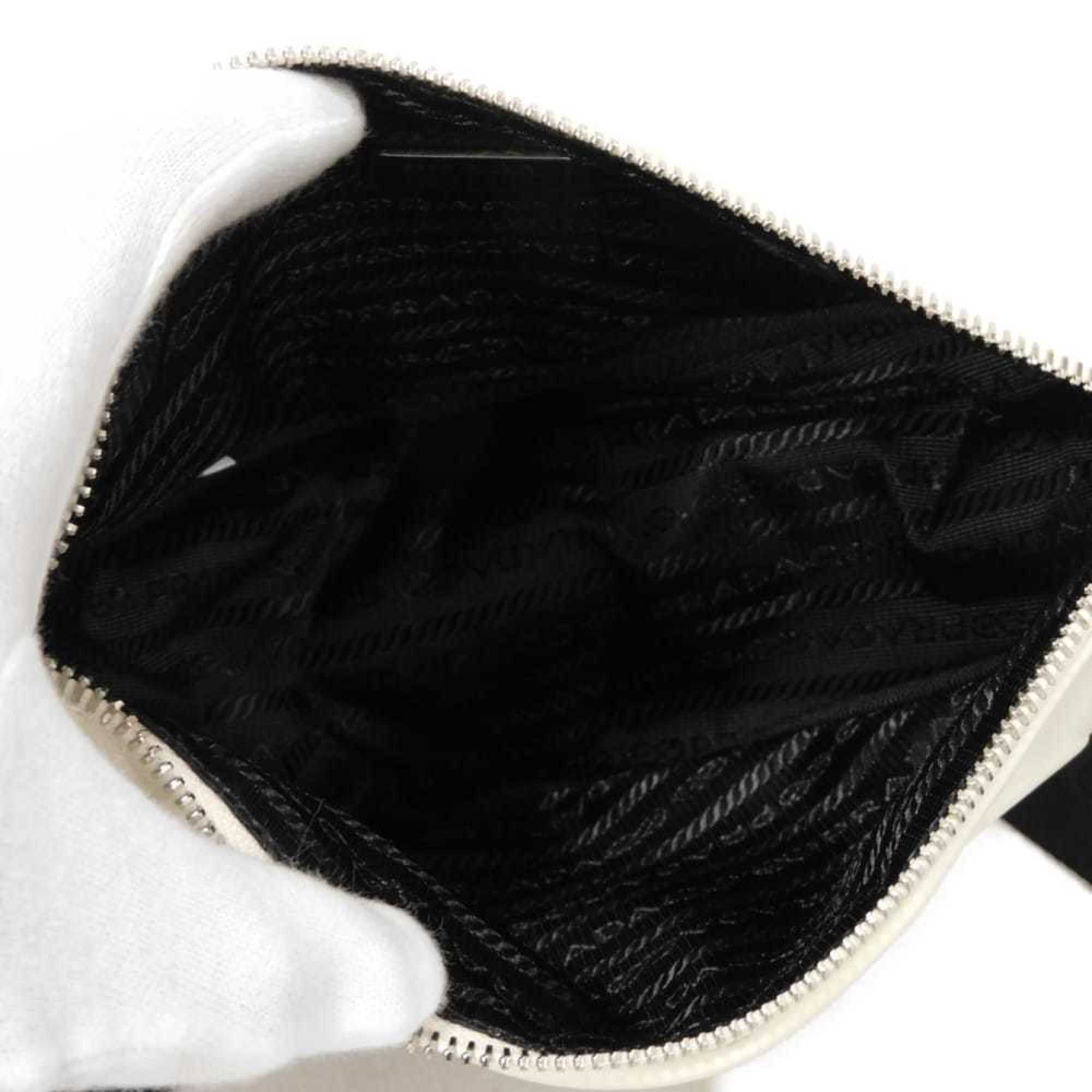Prada Bianco White Leather Pouch Shoulder Bag (Pre-Owned)