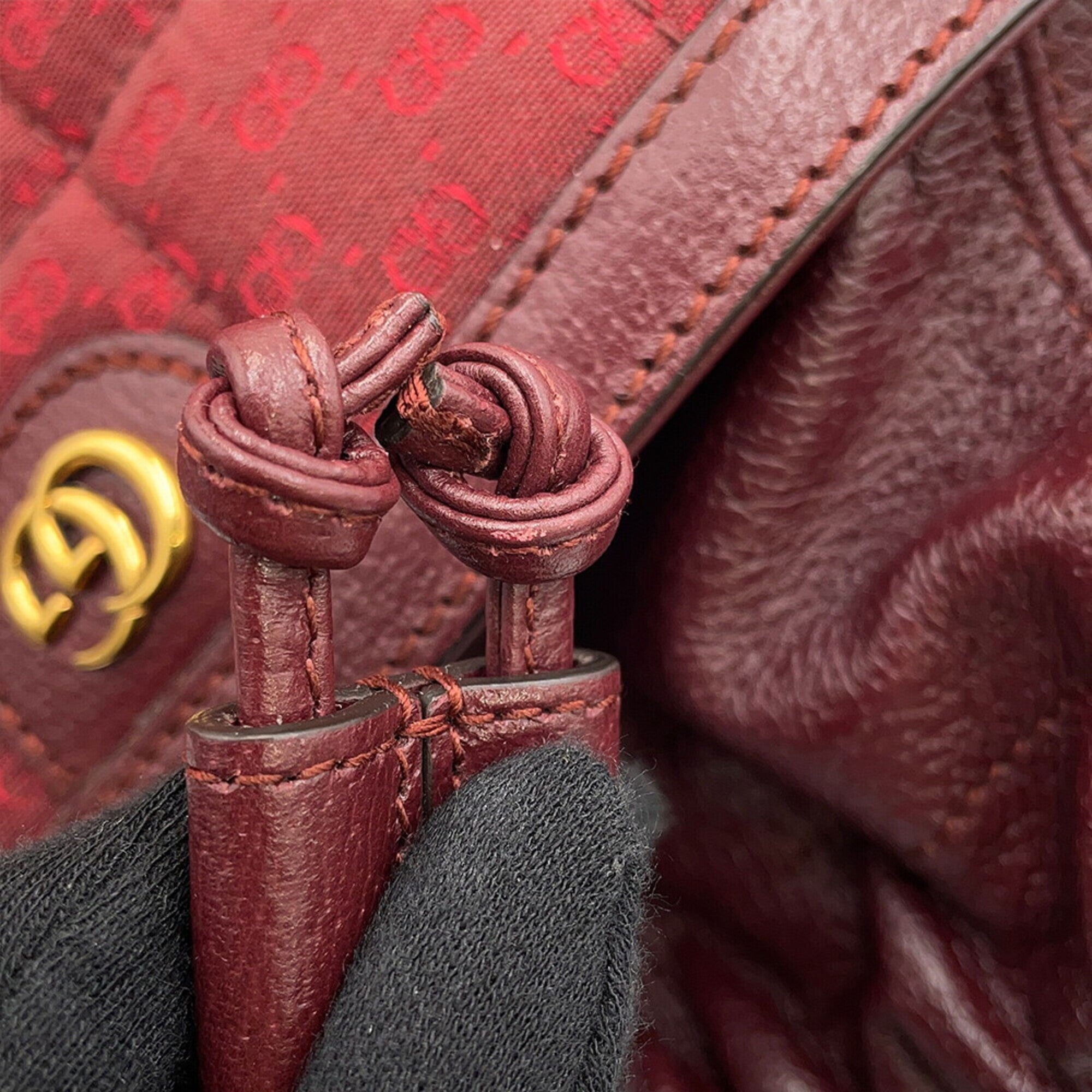 Gucci Bordeaux Gg Supreme Canvas Leather Shoulder Bag (Pre-Owned)