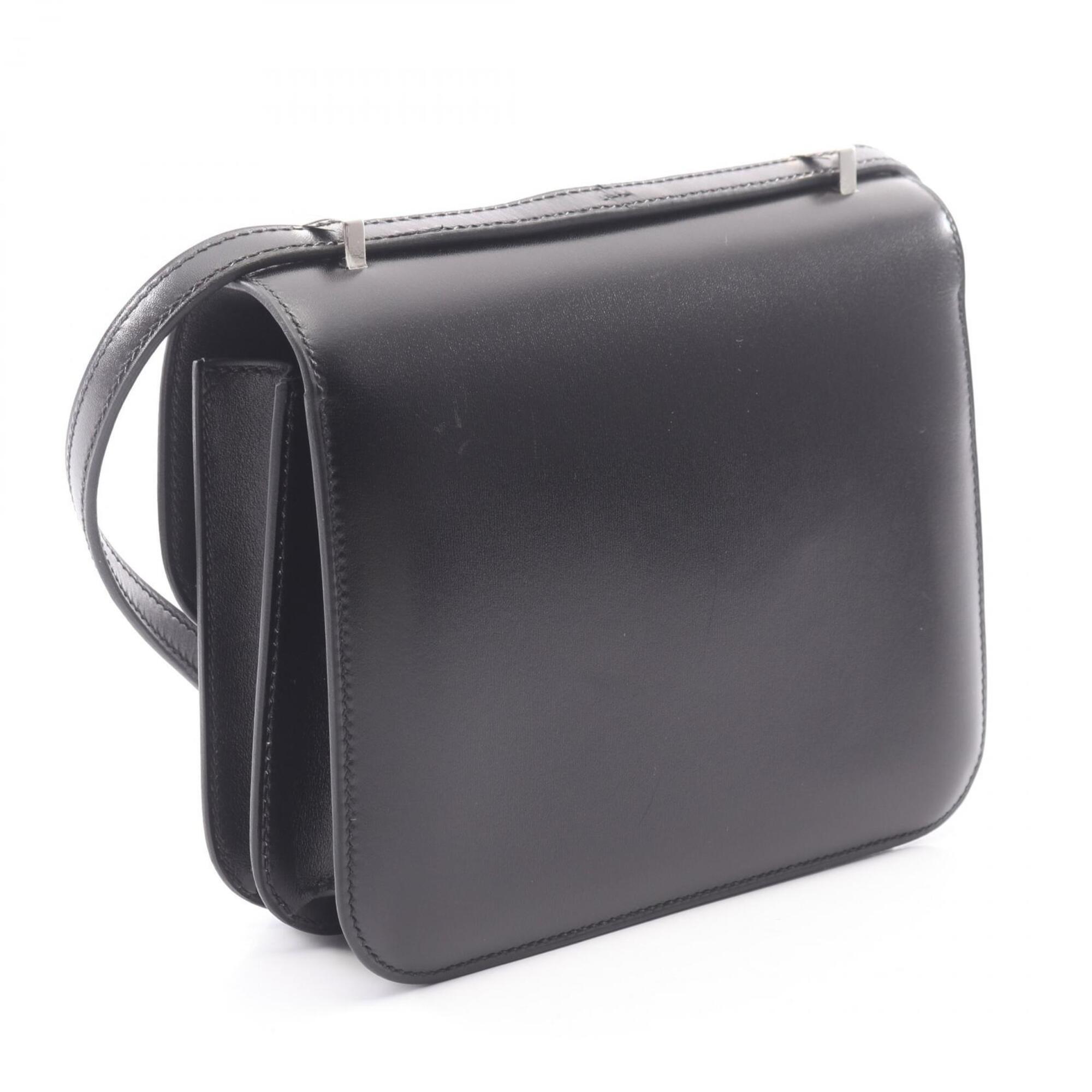 Hermes Black Box Calf Leather Leather Handbag Shoulder Bag (Pre-Owned)