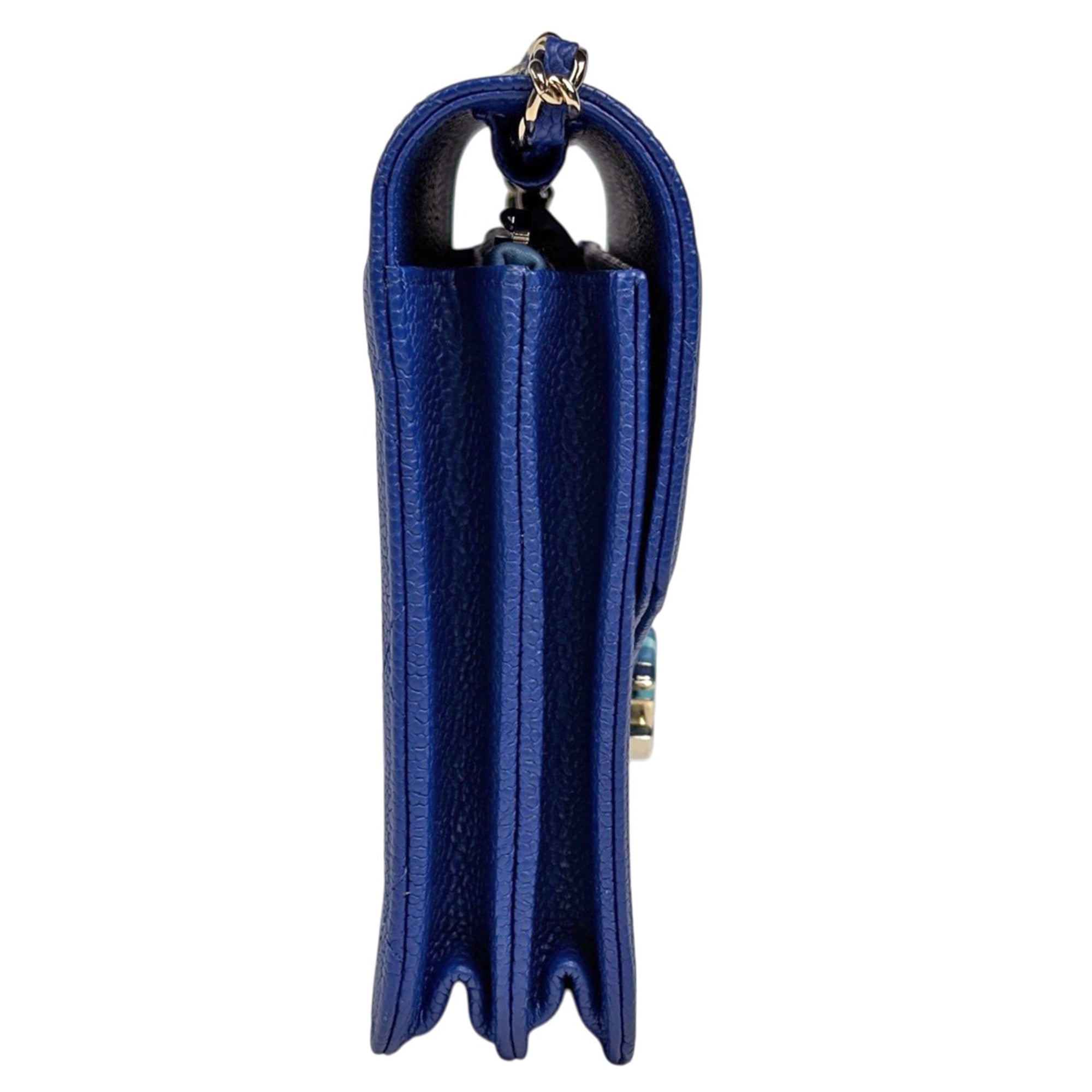 Chanel Blue Grained Calfskin Shoulder Bag (Pre-Owned)