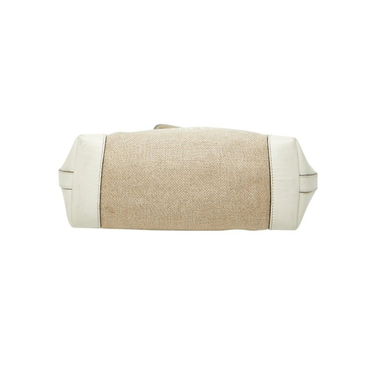Gucci Beige White Canvas Leather Shoulder Bag Tote Bag (Pre-Owned)
