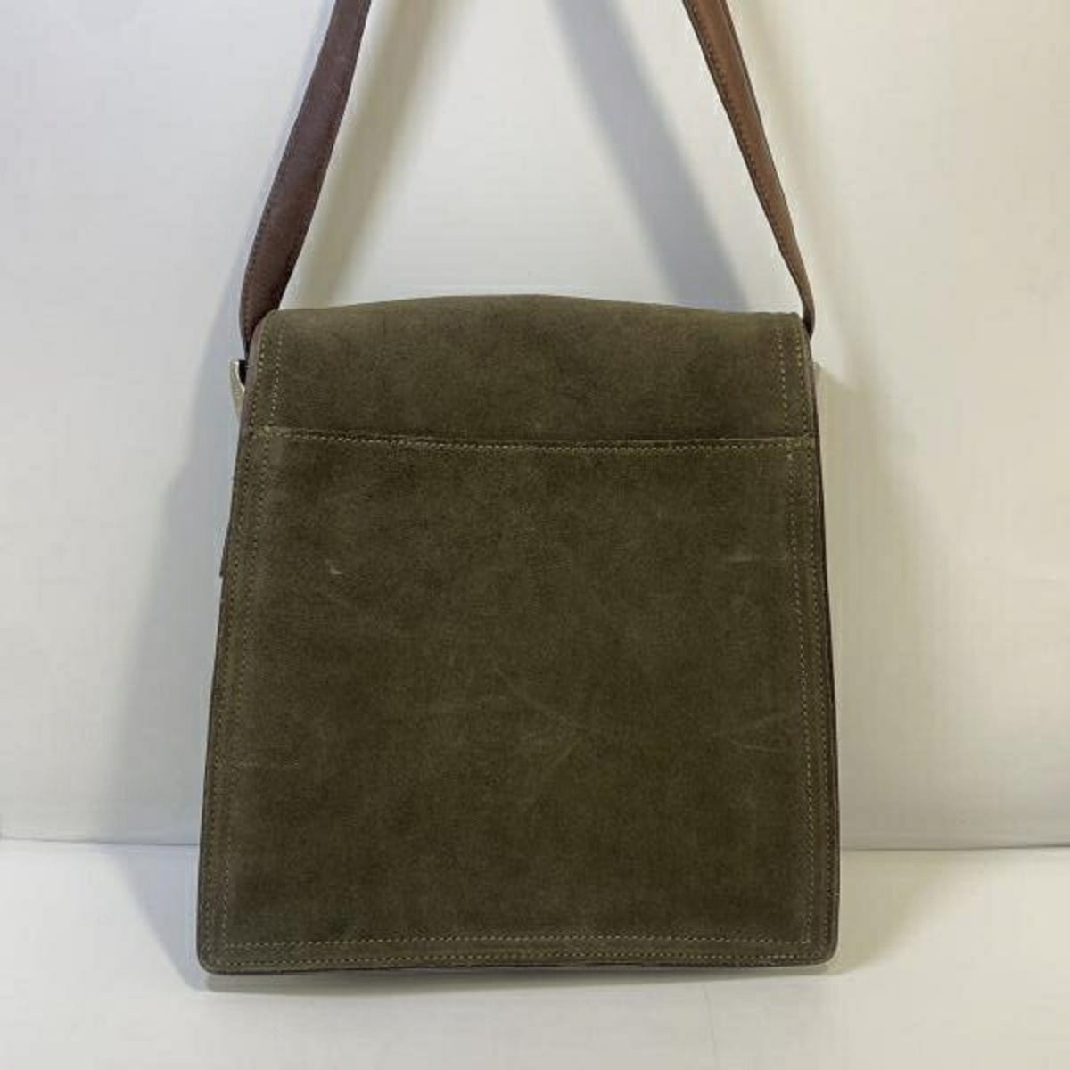 Coach Blue Khaki Suede Shoulder Bag (Pre-Owned)