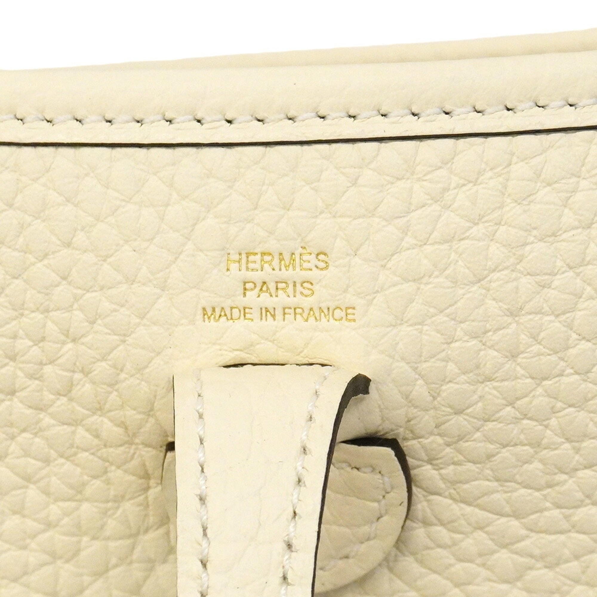 Hermes Cream Taurillon Clemence Leather Shoulder Bag (Pre-Owned)
