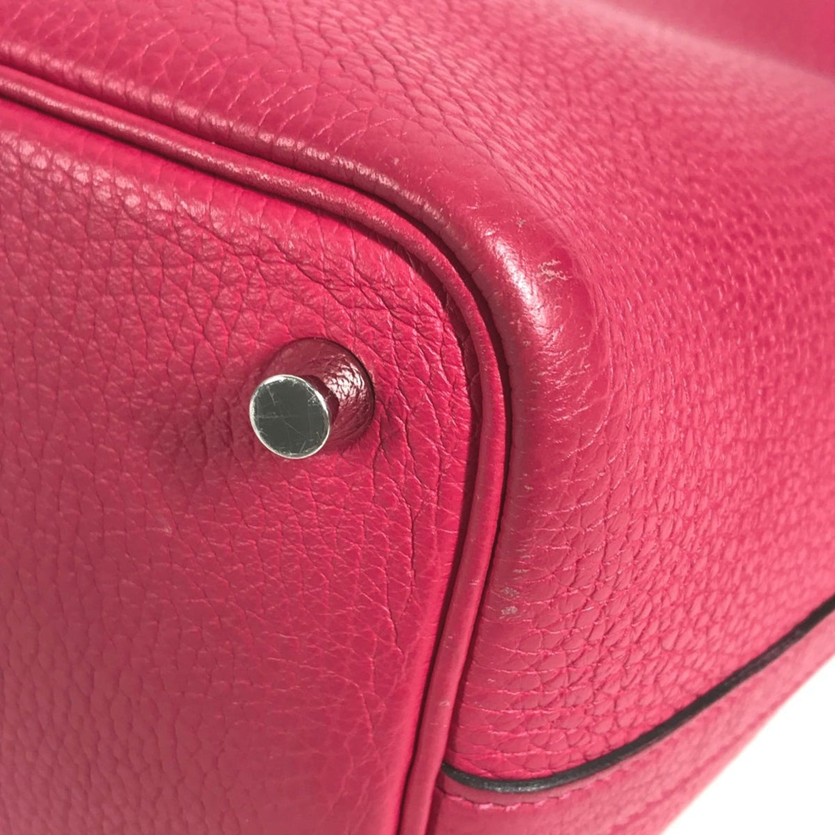 Hermes Pink Red Color Taurillon Clemence Leather Handbag (Pre-Owned)