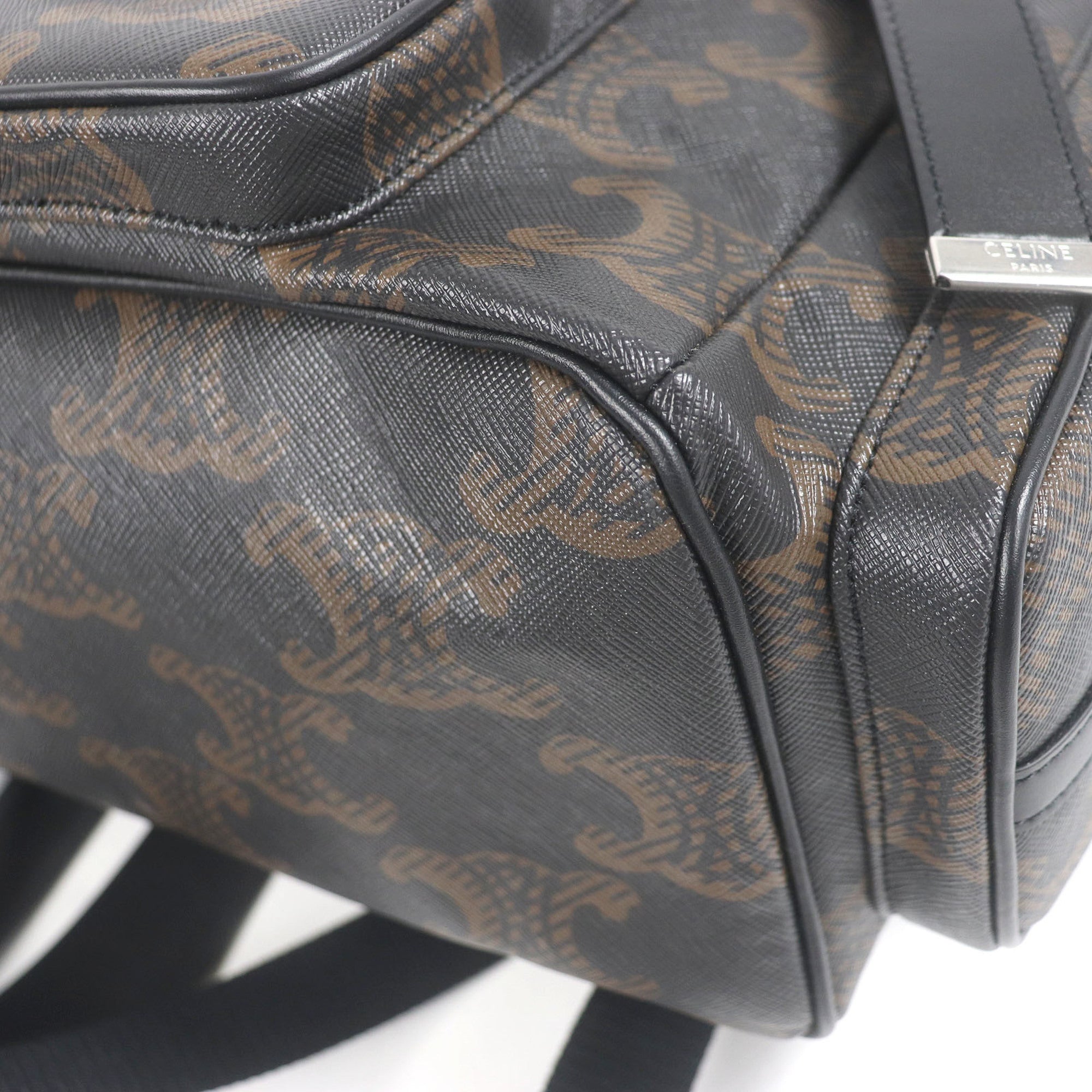 Celine Black Brown Coated Canvas Backpack (Pre-Owned)
