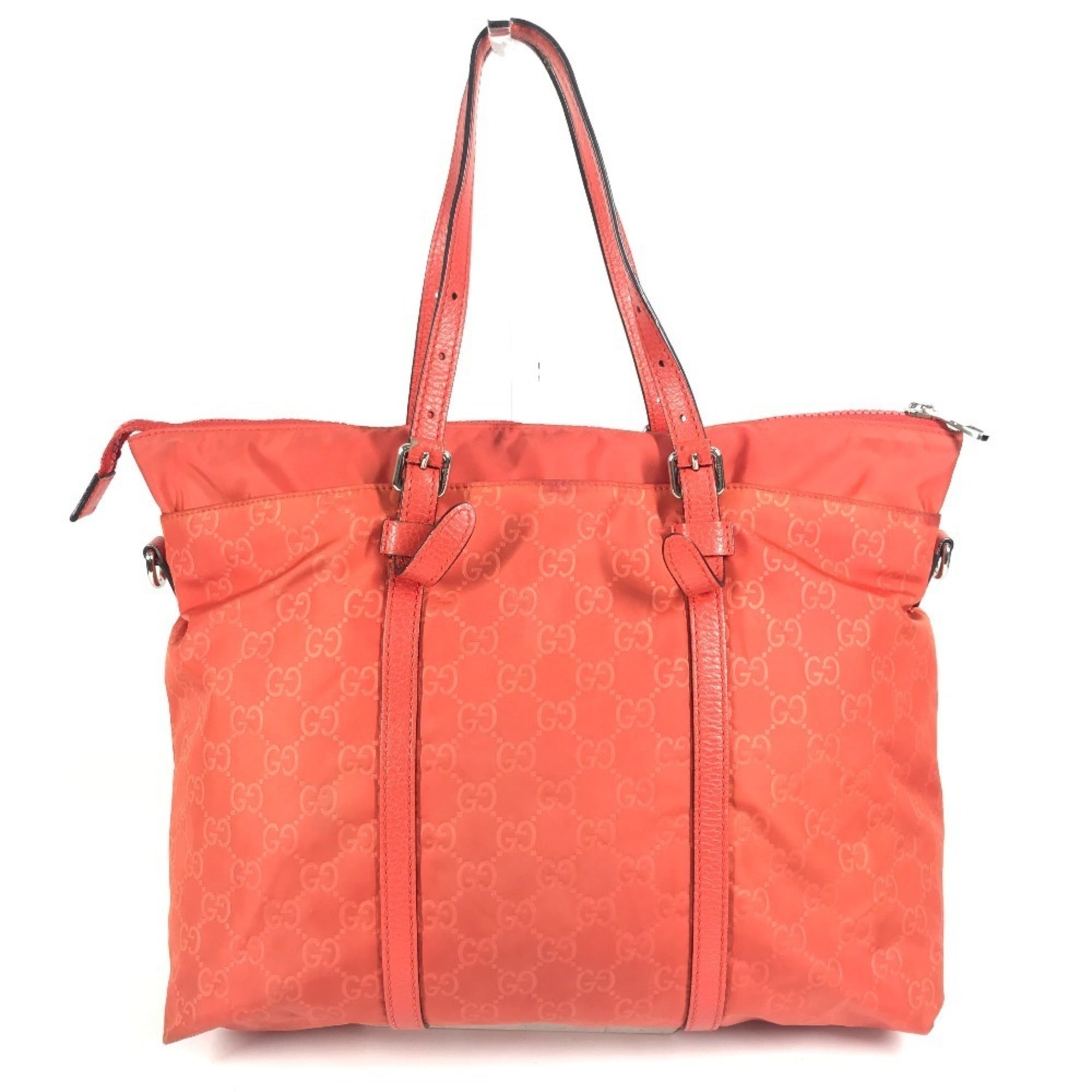 Gucci Orange Nylon Handbag Shoulder Bag Tote Bag (Pre-Owned)