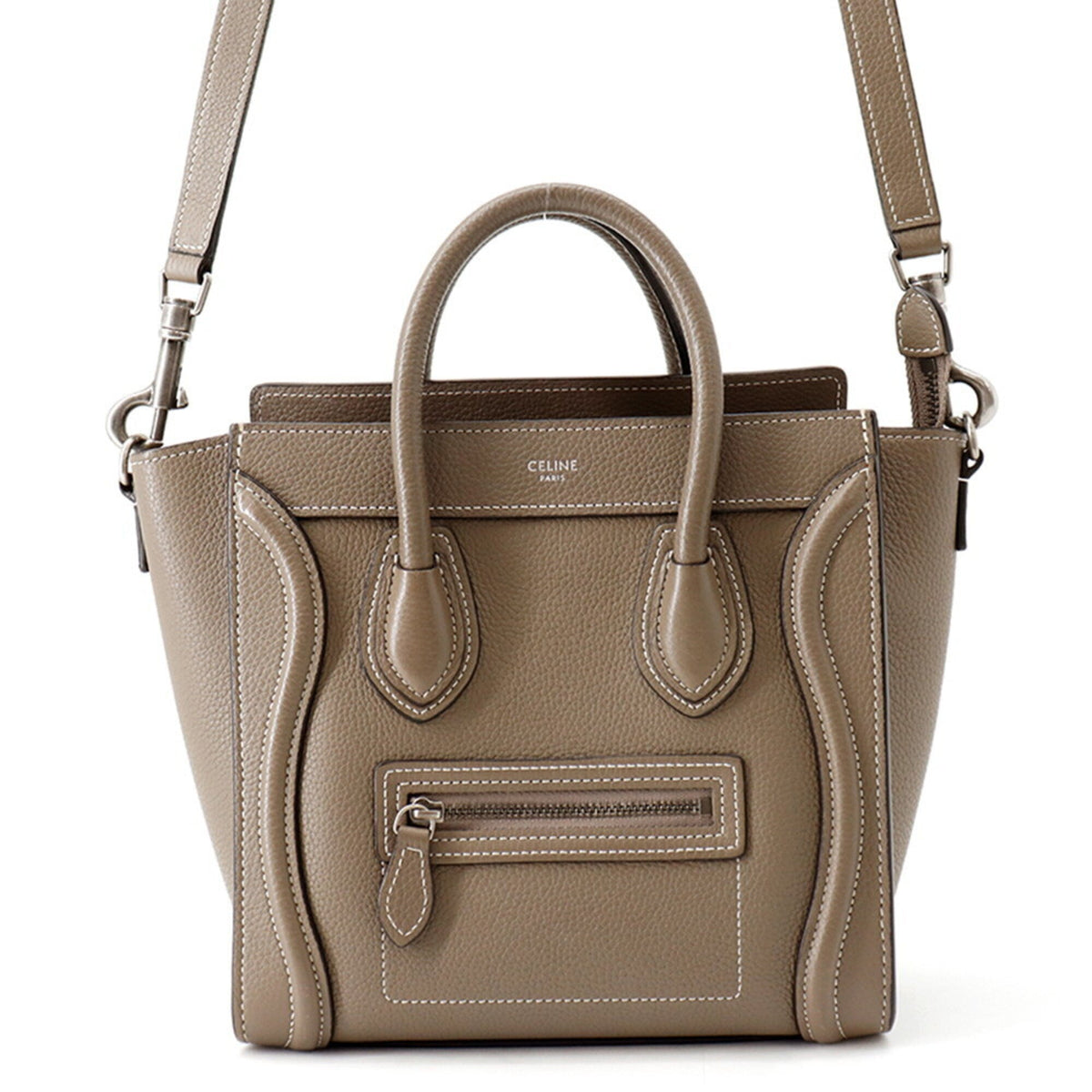 Celine Luggage Grayish Leather Handbag Shoulder Bag (Pre-Owned)