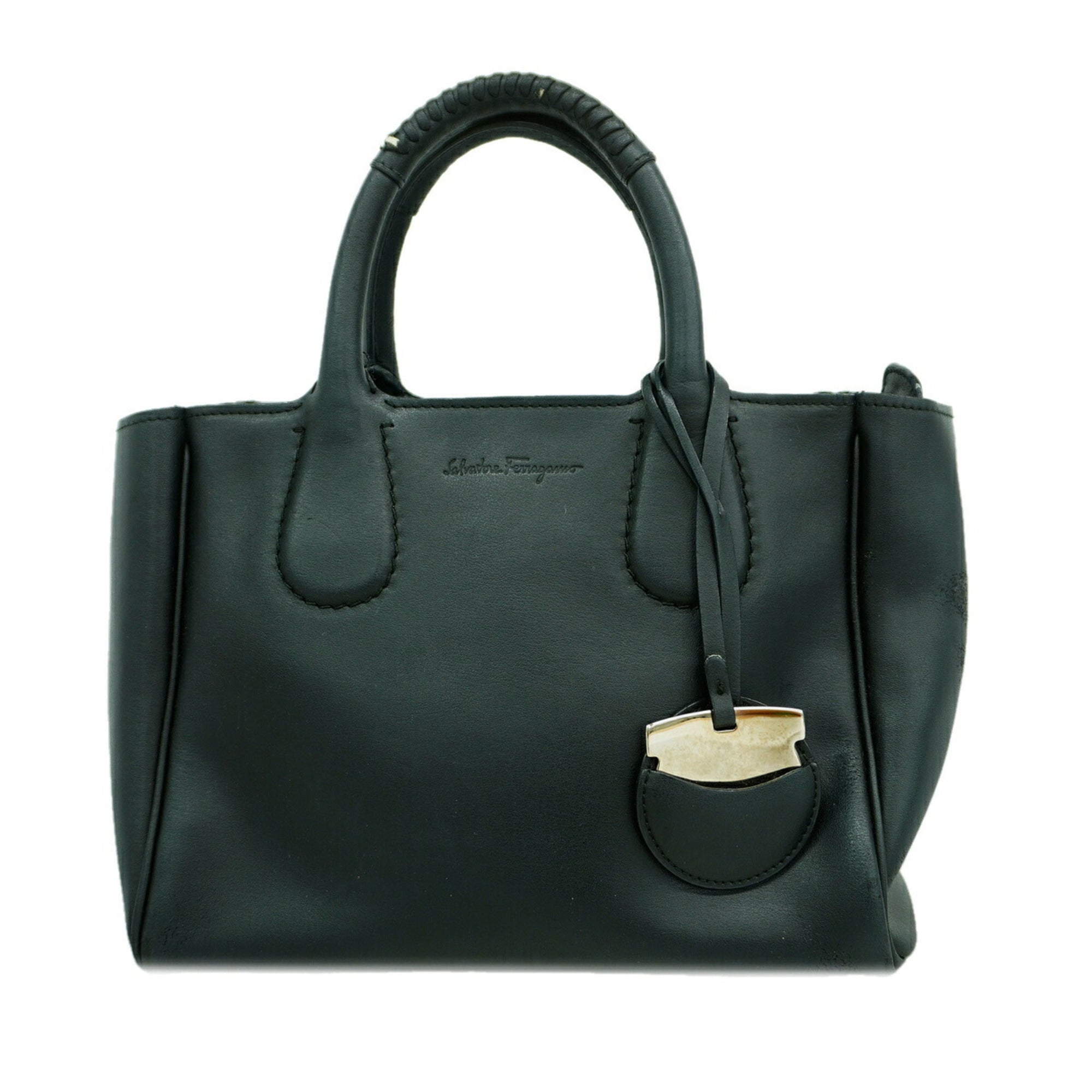 Salvatore Ferragamo Black Leather Handbag (Pre-Owned)