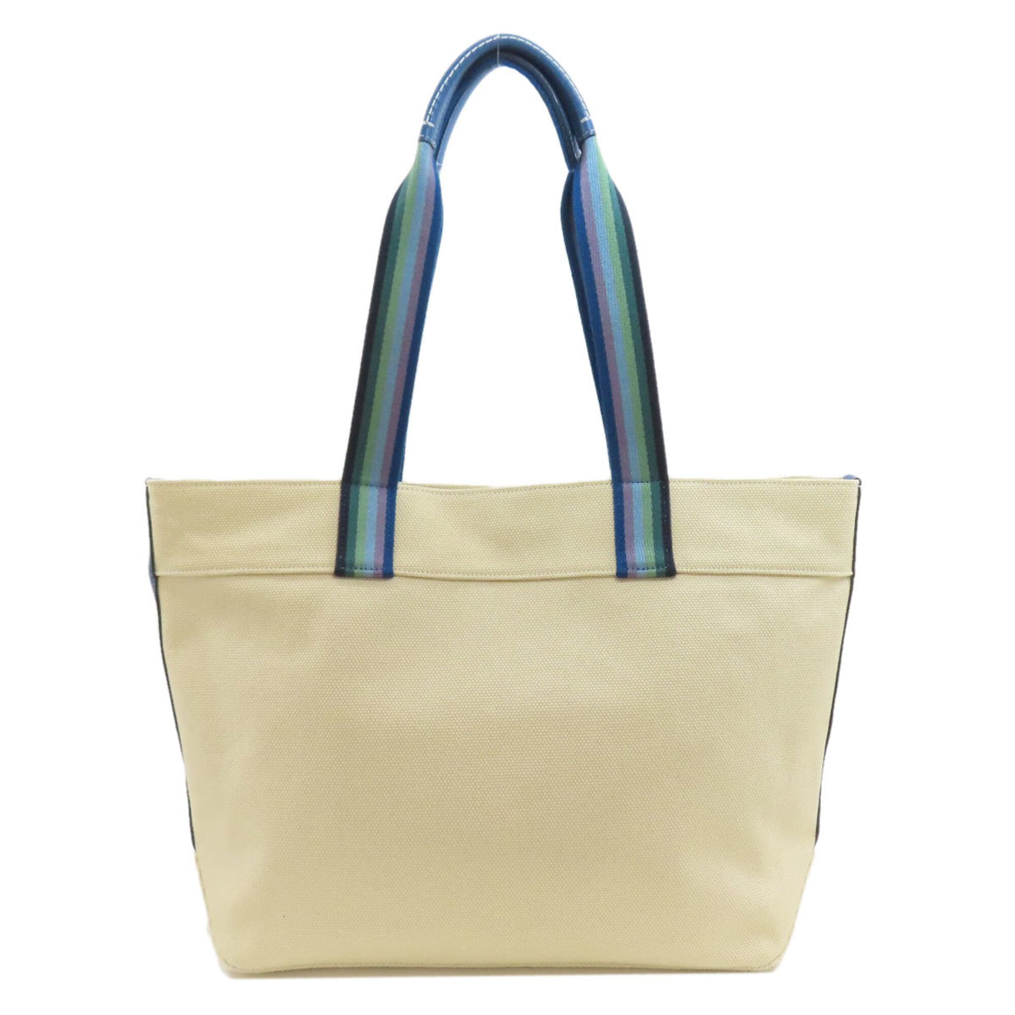 Coach Beige Blue Canvas Tote Bag (Pre-Owned)