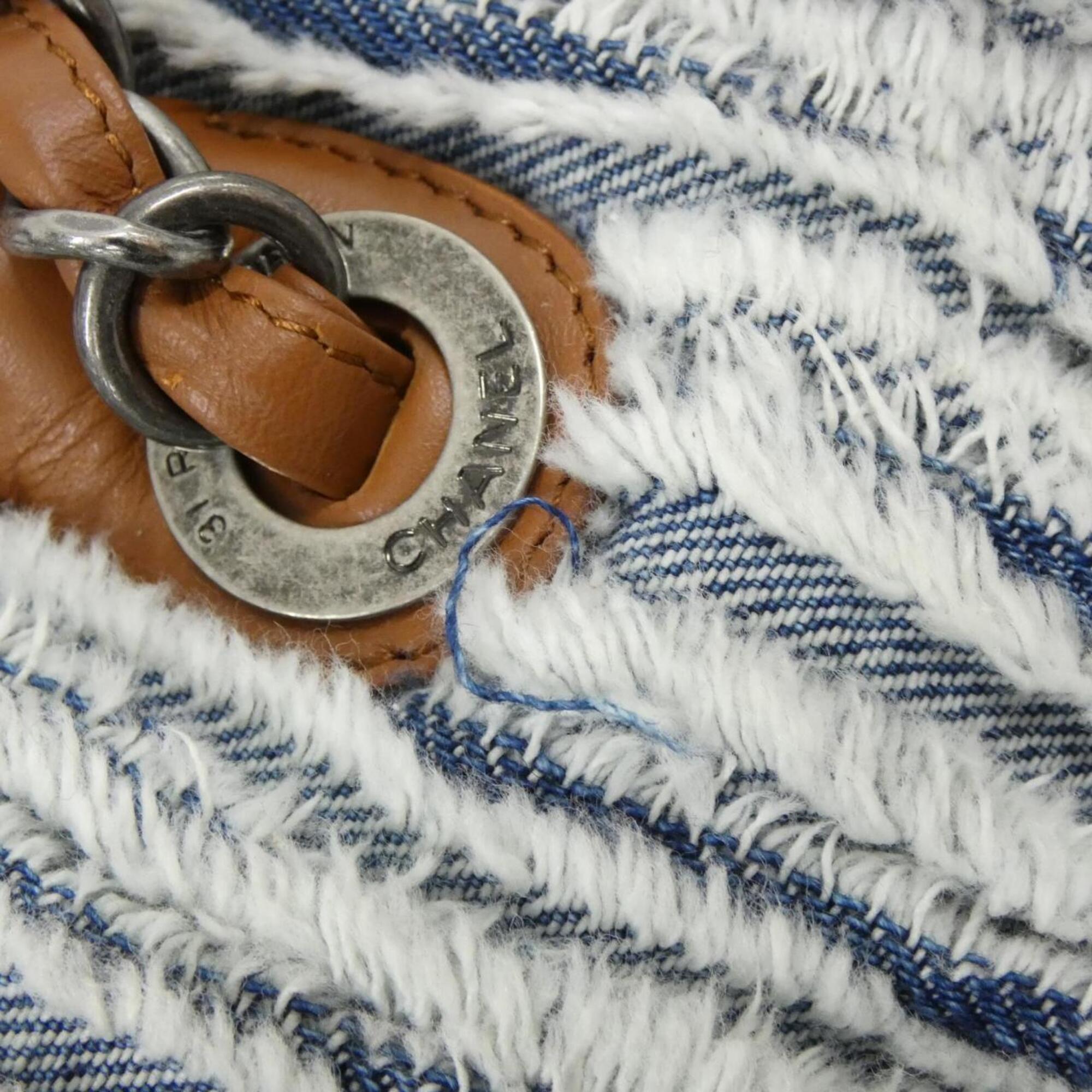 Chanel Denim Blue Brown Denim Handbag (Pre-Owned)