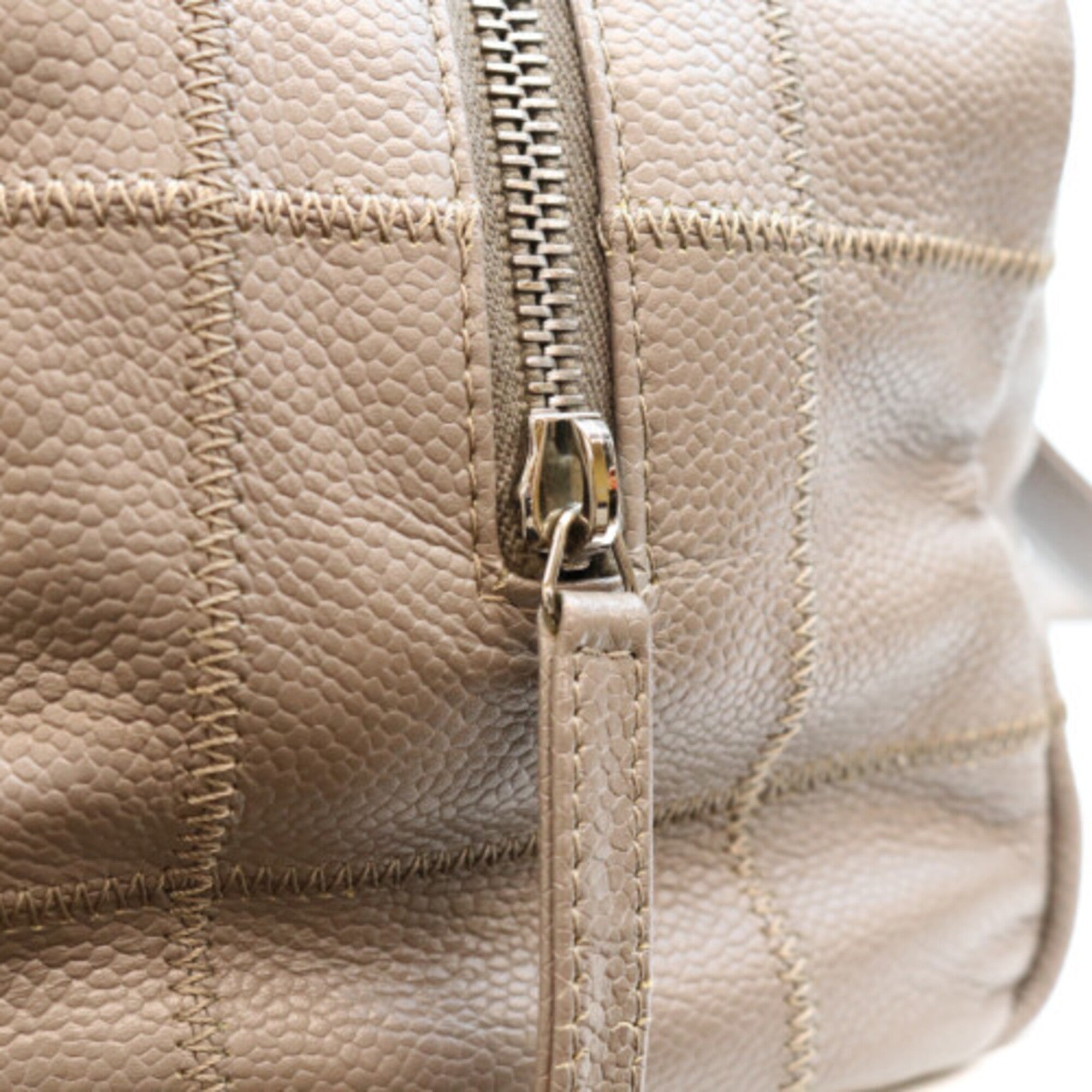 Chanel Gray Grained Calfskin Boston Bag (Pre-Owned)
