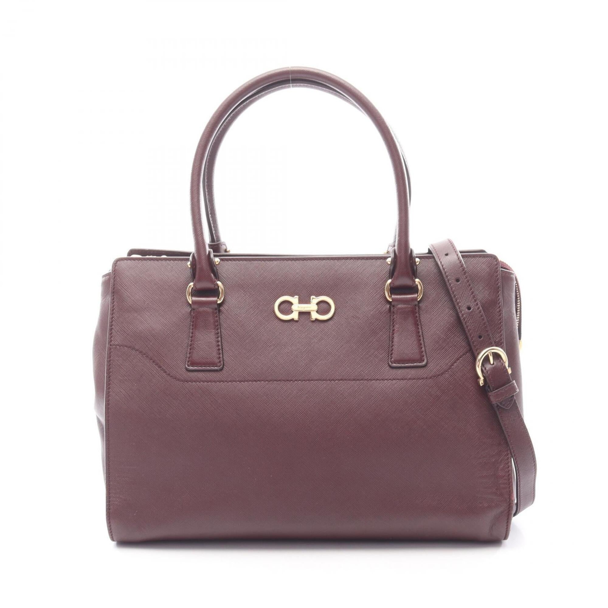 Salvatore Ferragamo Bordeaux Leather Handbag (Pre-Owned)