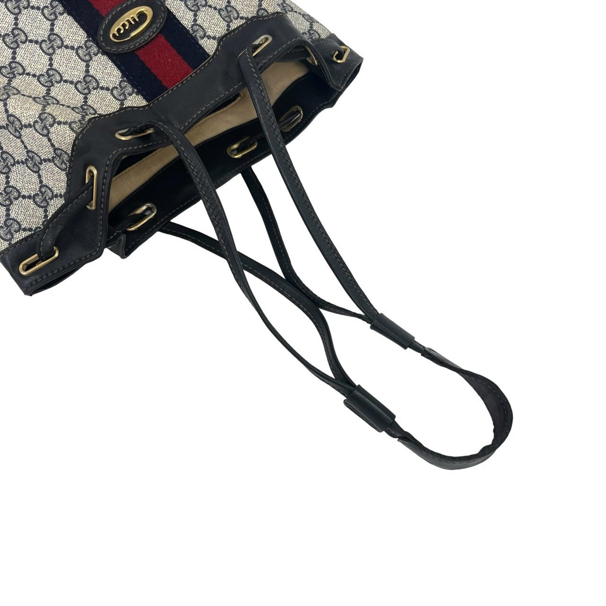 Gucci Navy Red Color Pvc Leather Shoulder Bag Tote Bag (Pre-Owned)