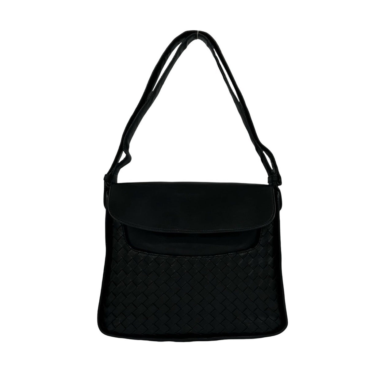 Bottega Veneta Black Leather Handbag Shoulder Bag (Pre-Owned)