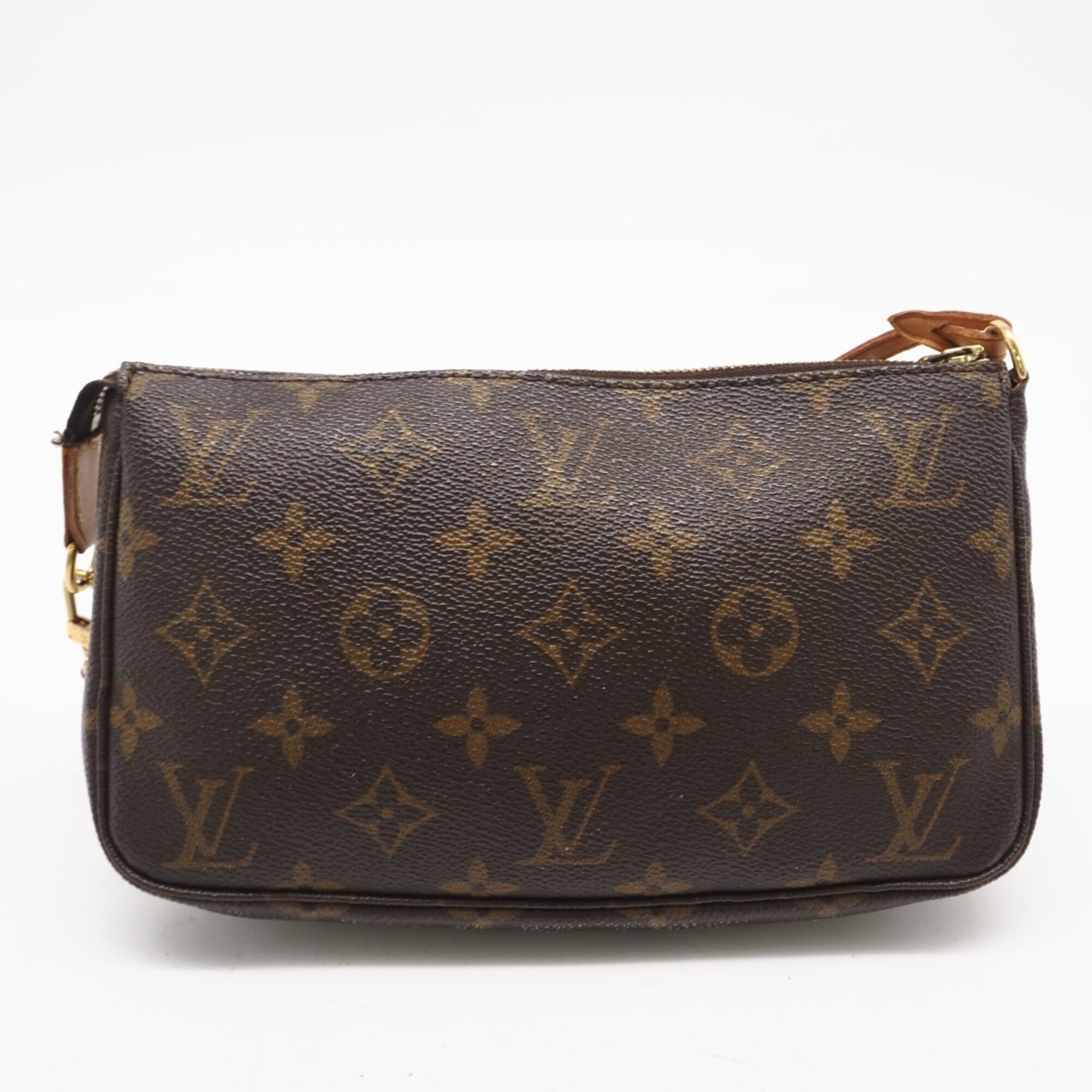 Louis Vuitton Brown Coated Canvas Leather Pochette Pouch (Pre-Owned)
