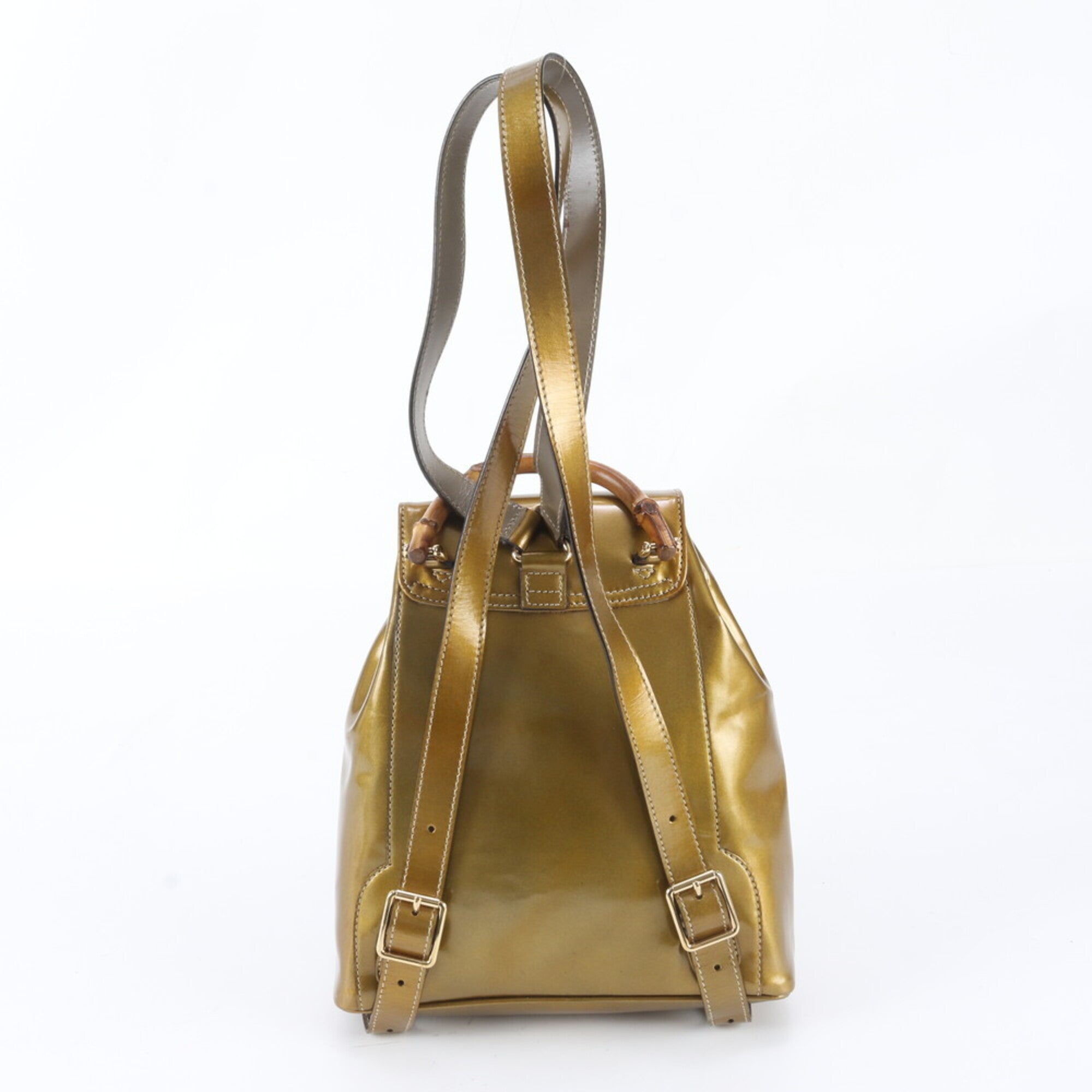 Gucci Gold Leather Backpack Handbag Shoulder Bag (Pre-Owned)