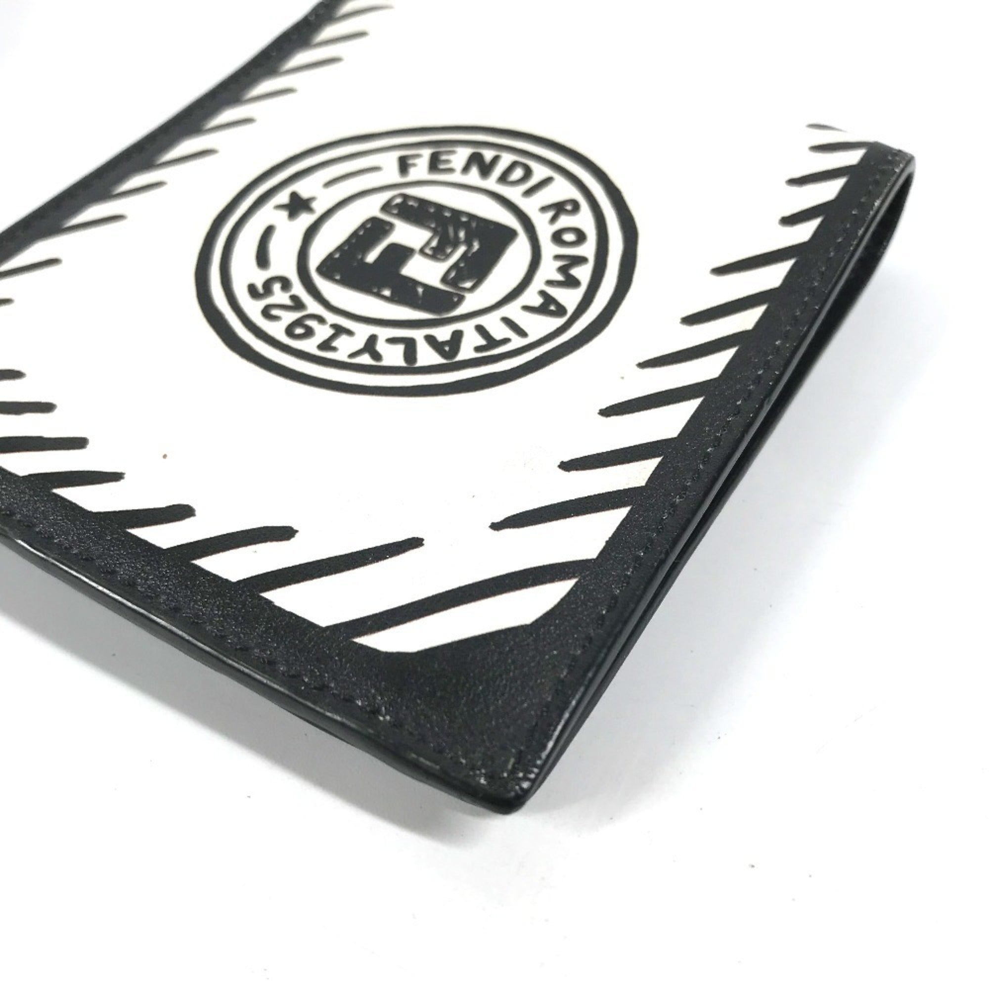 Fendi Black White Leather Bill Wallet (Bi-Fold) (Pre-Owned)