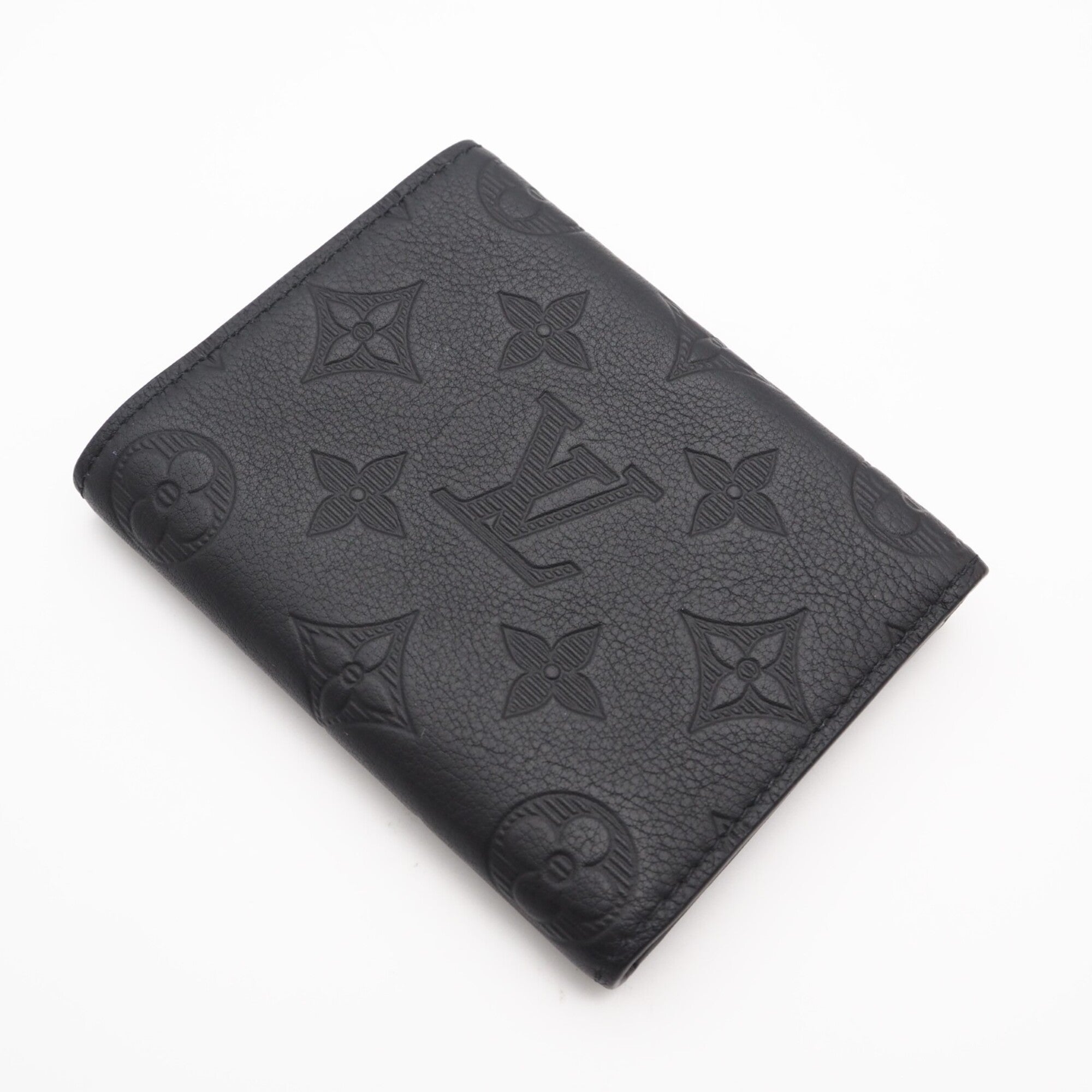 Louis Vuitton Monogram Shadow Black Leather Wallet (Tri-Fold) (Pre-Owned)