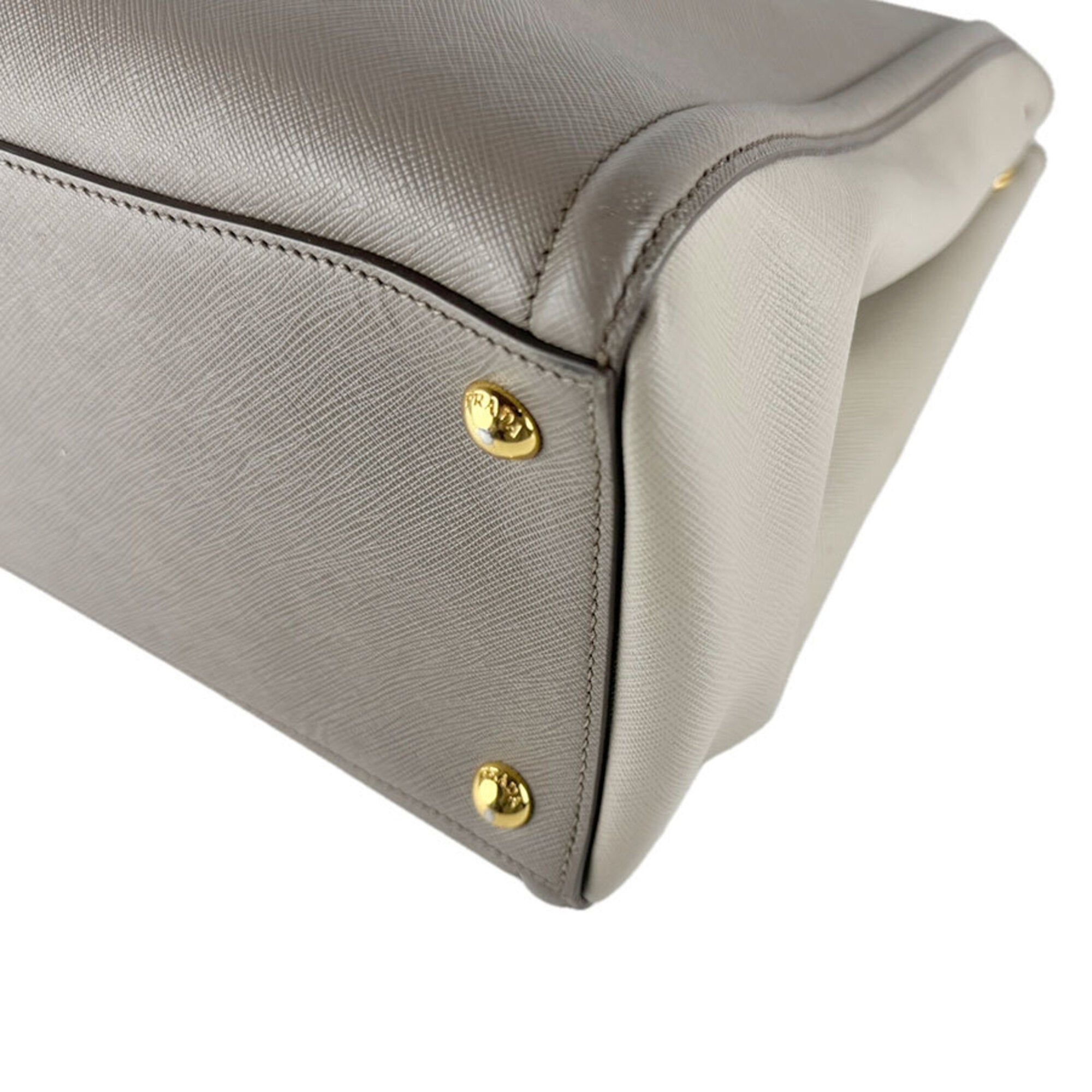 Prada Gray Leather Handbag Shoulder Bag (Pre-Owned)