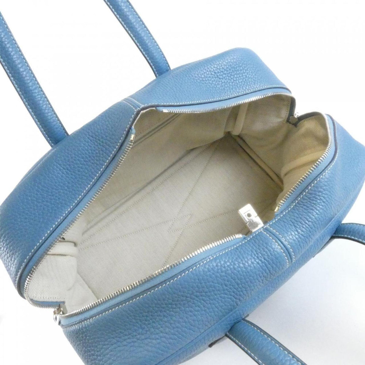 Hermes Blue Jean Taurillon Clemence Leather Boston Bag (Pre-Owned)