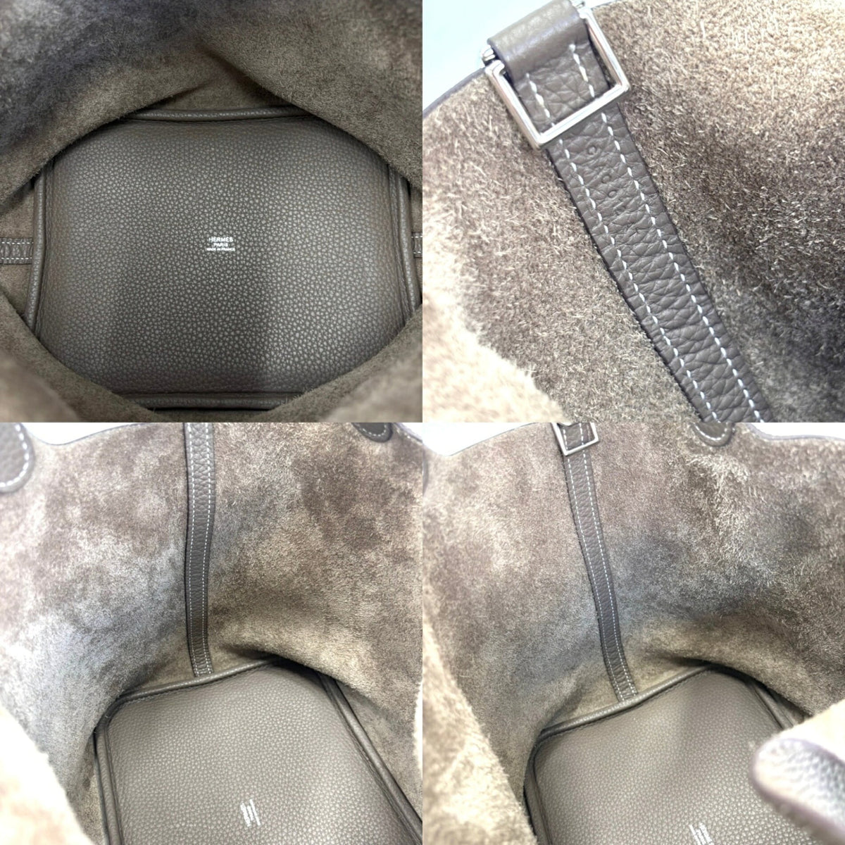 Hermes Beige Etoupe Gray Taurillon Clemence Leather Handbag (Pre-Owned)