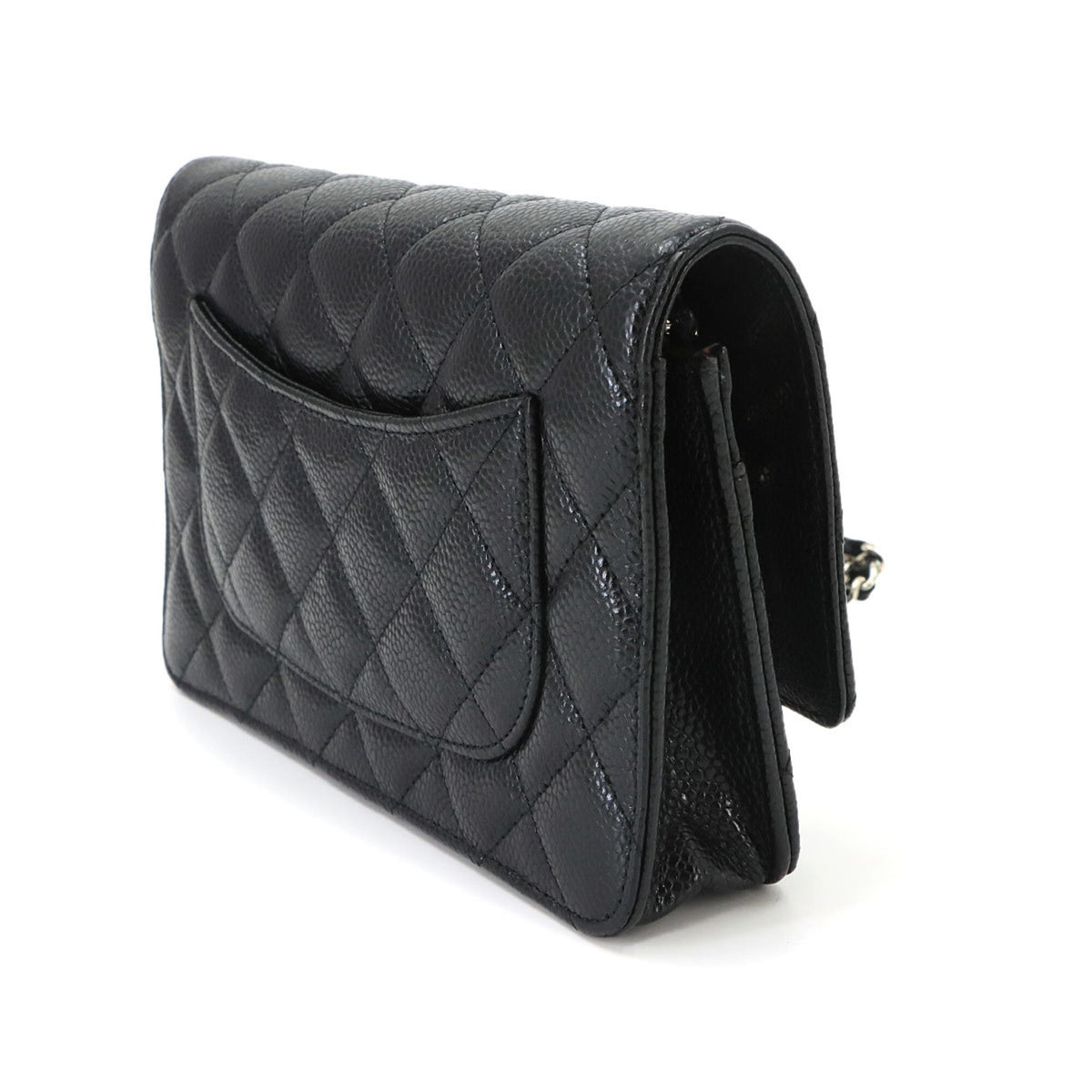 Chanel Black Grained Calfskin Chain/Shoulder Wallet (Pre-Owned)