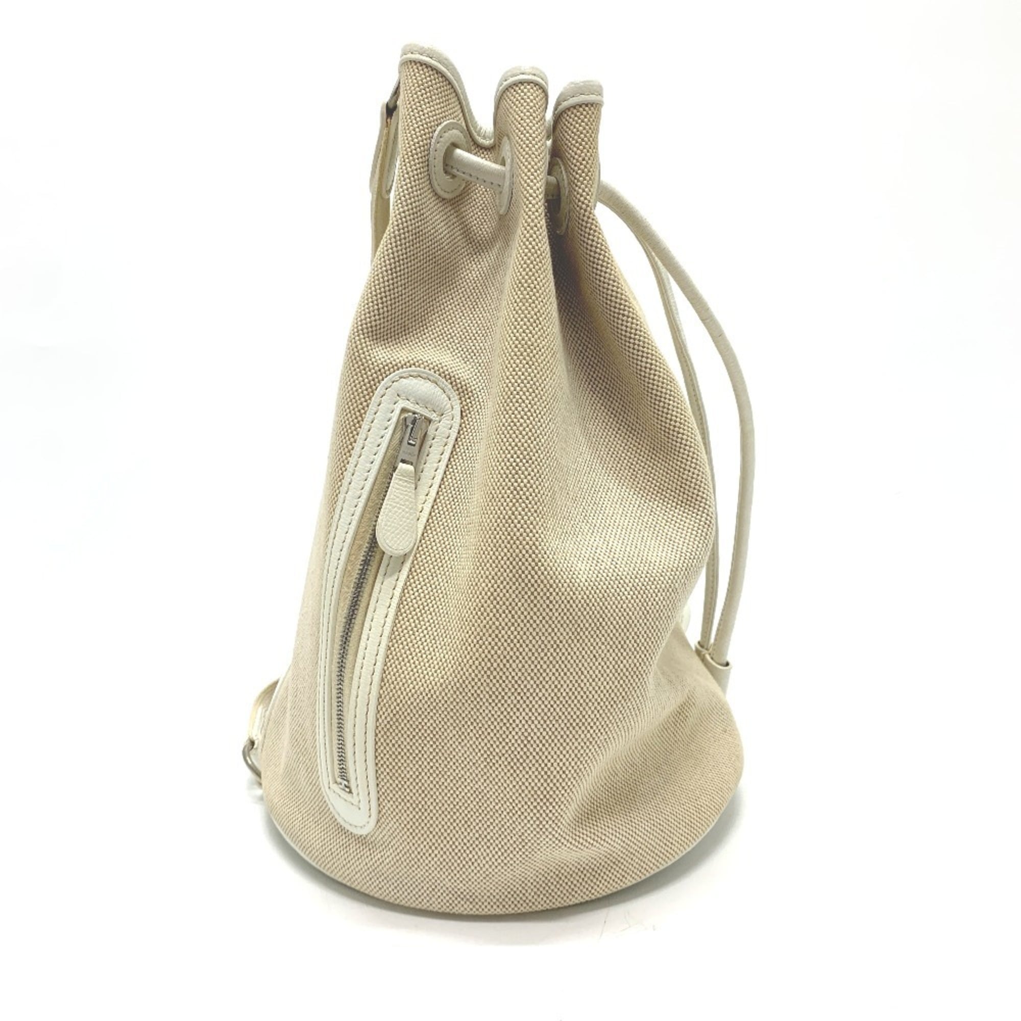 Hermes Ivory Toile Officier Leather Shoulder Bag (Pre-Owned)