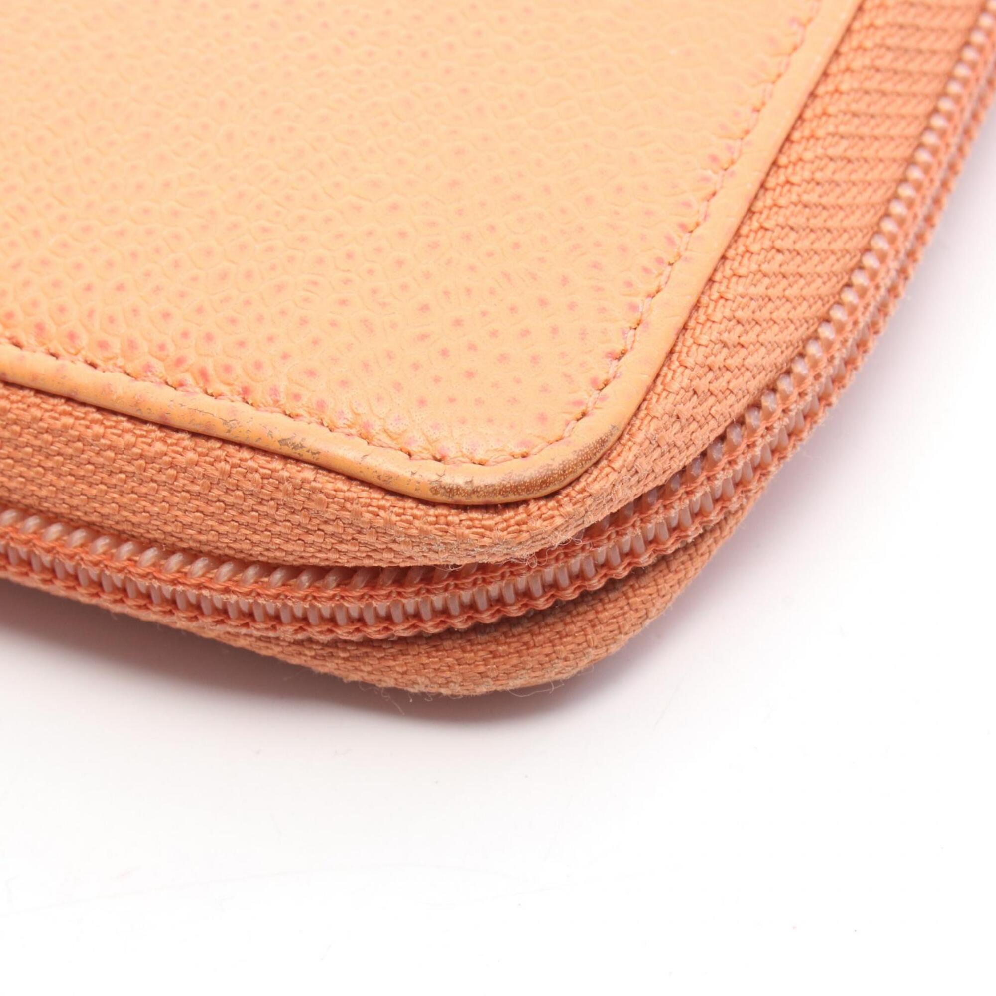 Chanel Orange Grained Calfskin Long Wallet (Bi-Fold) (Pre-Owned)