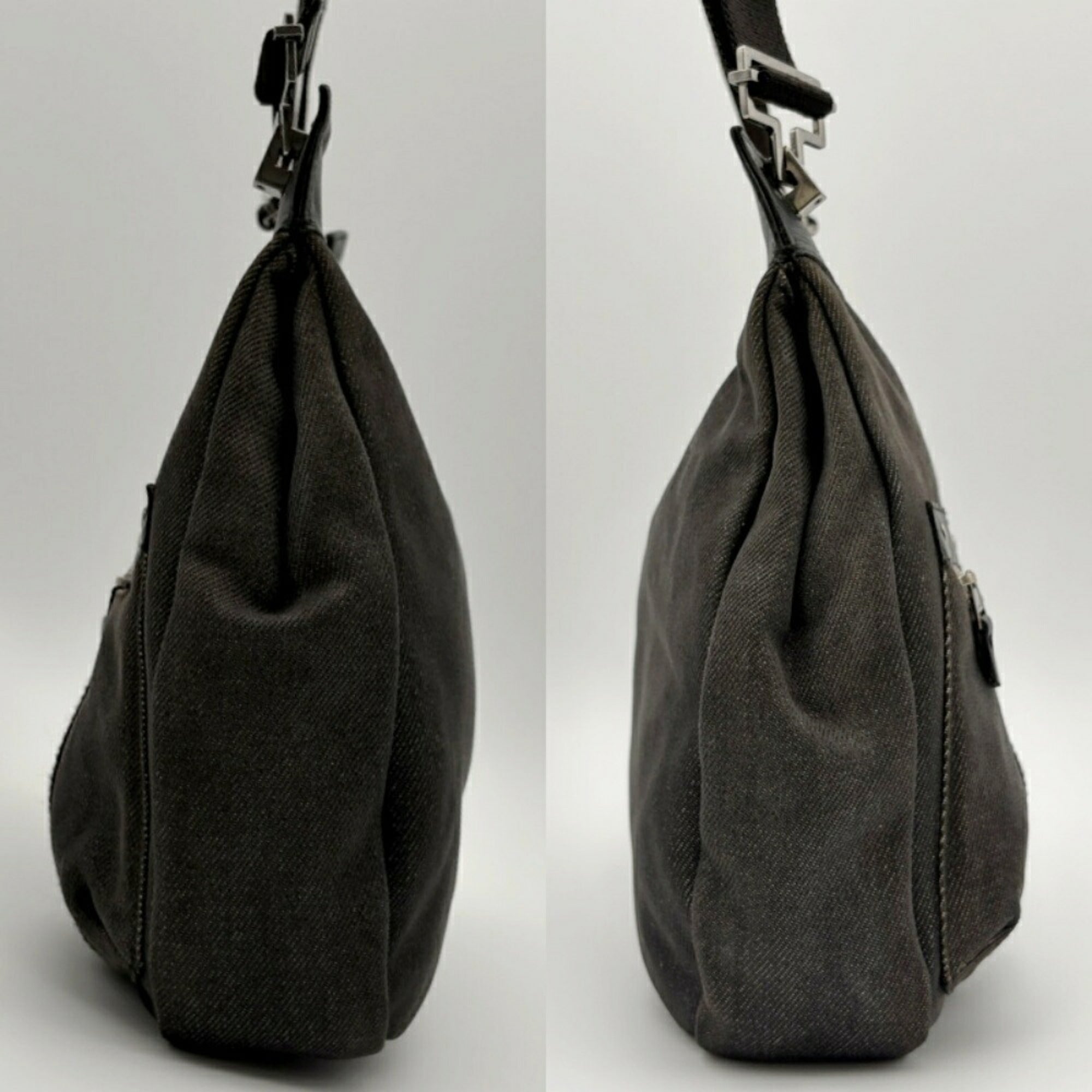 Gucci Black Denim Leather Shoulder Bag (Pre-Owned)