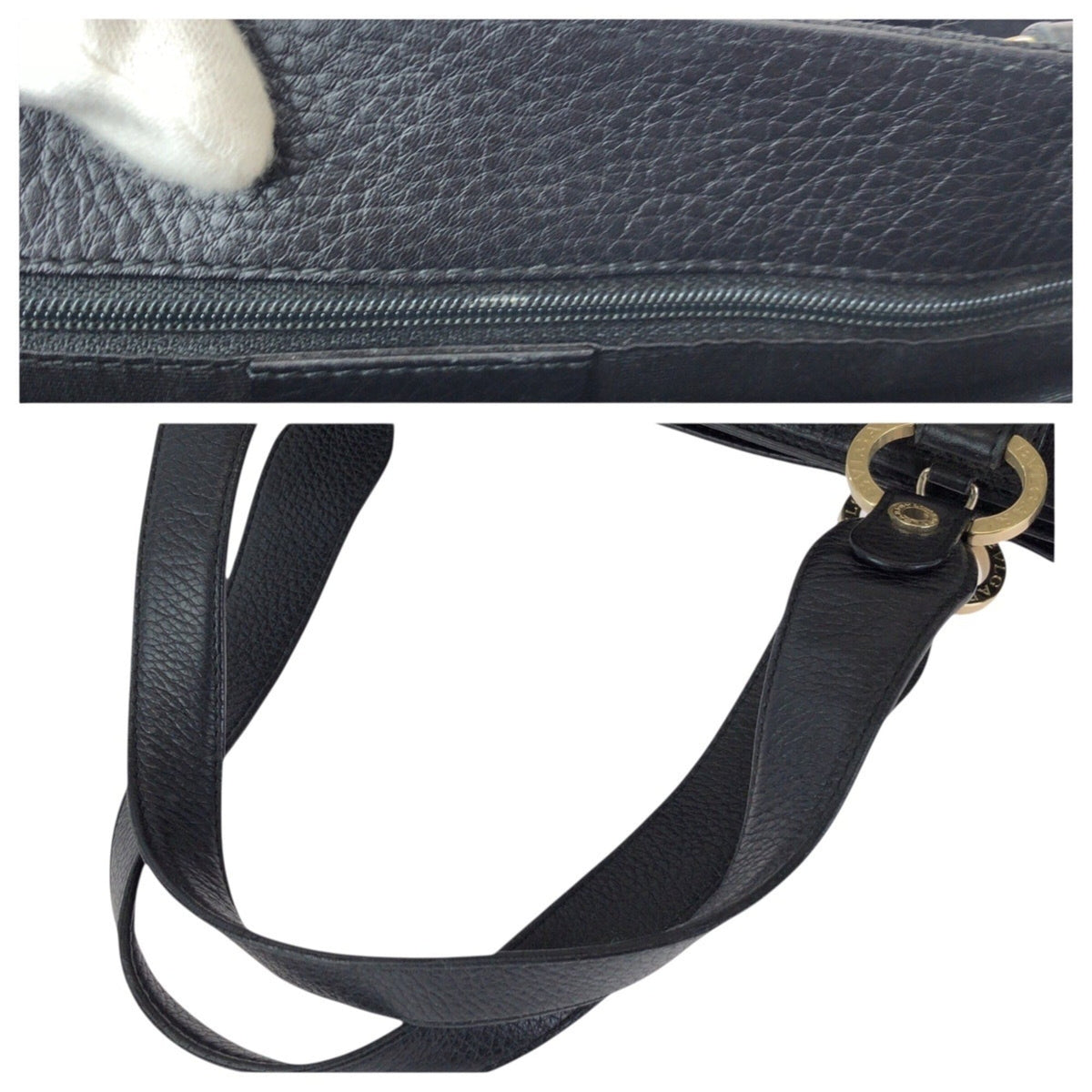 Bvlgari Black Canvas Leather Handbag Tote Bag (Pre-Owned)
